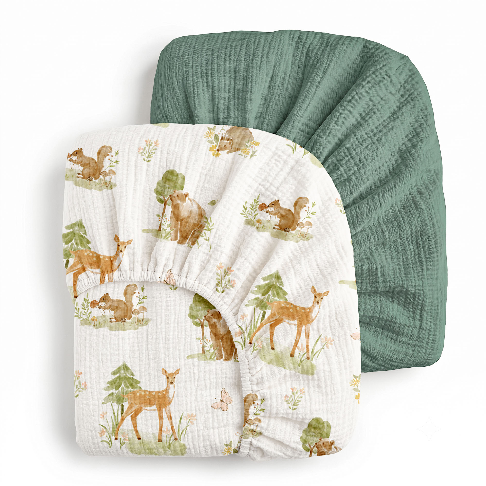Blue Dino Grove | Muslin Crib Sheets 2-Pack | 52''*28''