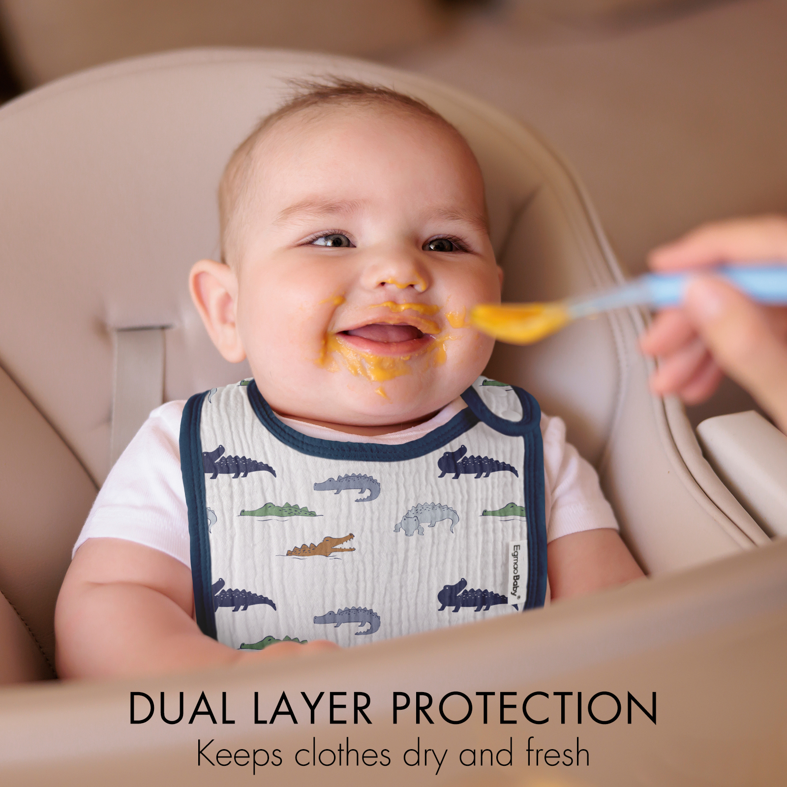 Frolic Crocodile | baby muslin bibs 5 pack | 0-36 months