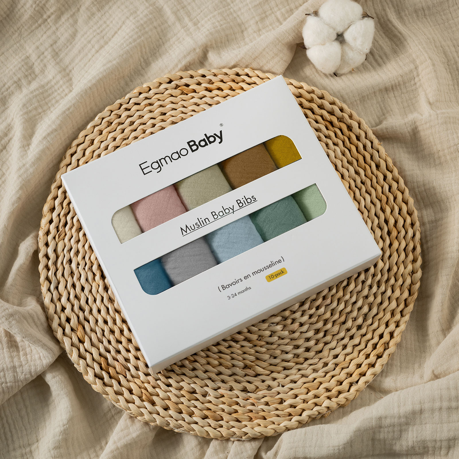 Lullaby | Soft & Absorbent Muslin Bandana Bibs 10 Pack