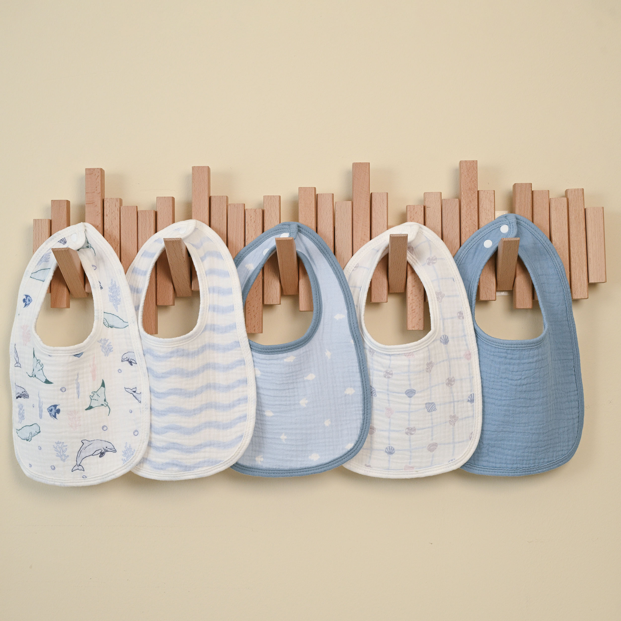 Ocean Whimsy | baby muslin bibs 6 pack | 0-36 months