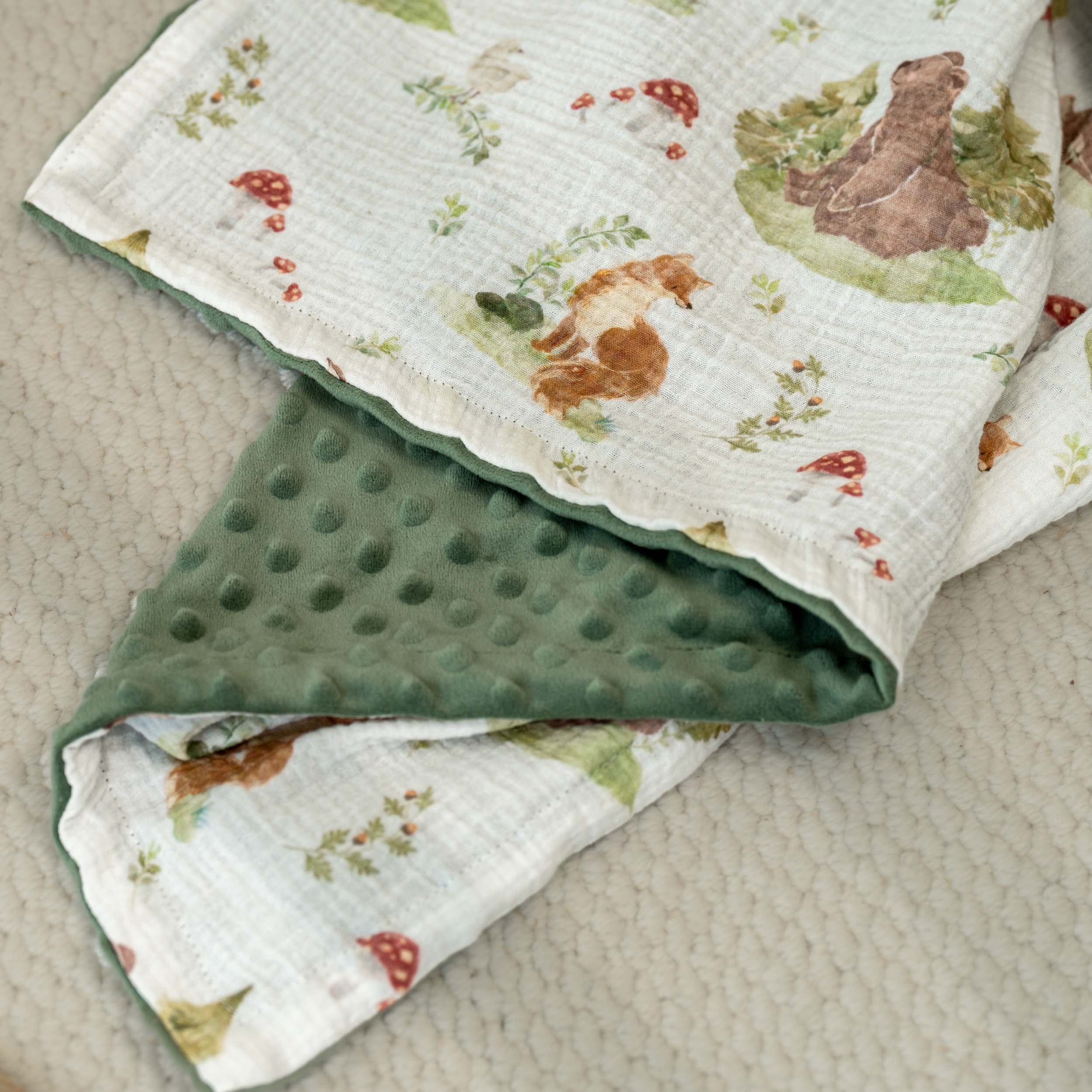 Forest Stories | Muslin and Fleece Plush Dot Blanket | 30''*40''