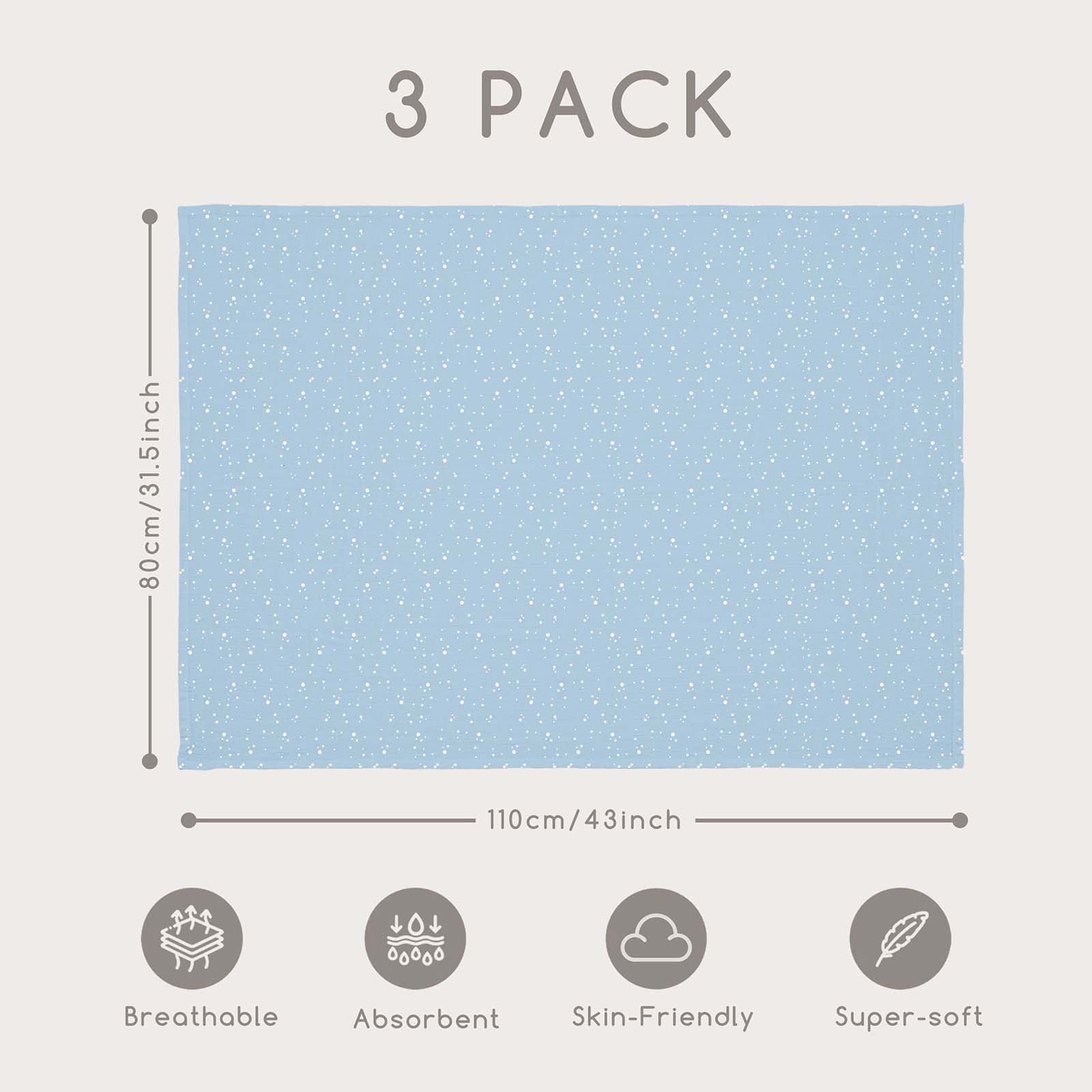 Muslin Swaddle Blankets 4-Pack | 31.5x43.3" | Blue Whale Whisper