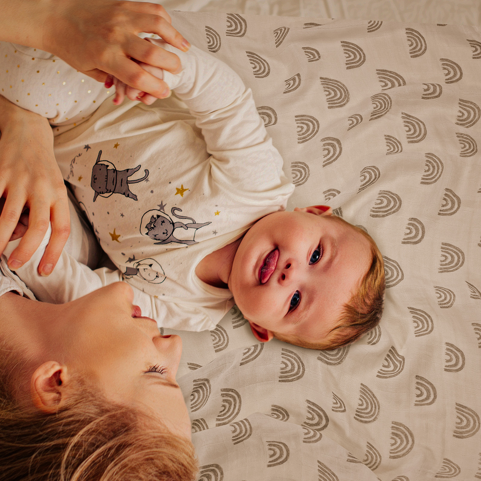 Muslin Swaddle Blankets 4-Pack, 35"x40" - Star