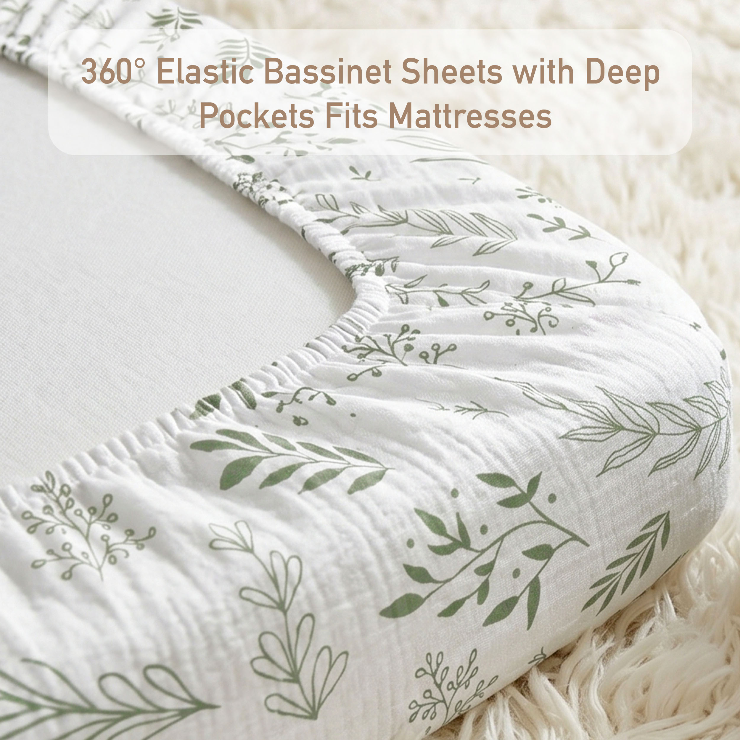 Sage Botanical Garden | Muslin Bassinet Sheet 2-Pack | 33''*20''