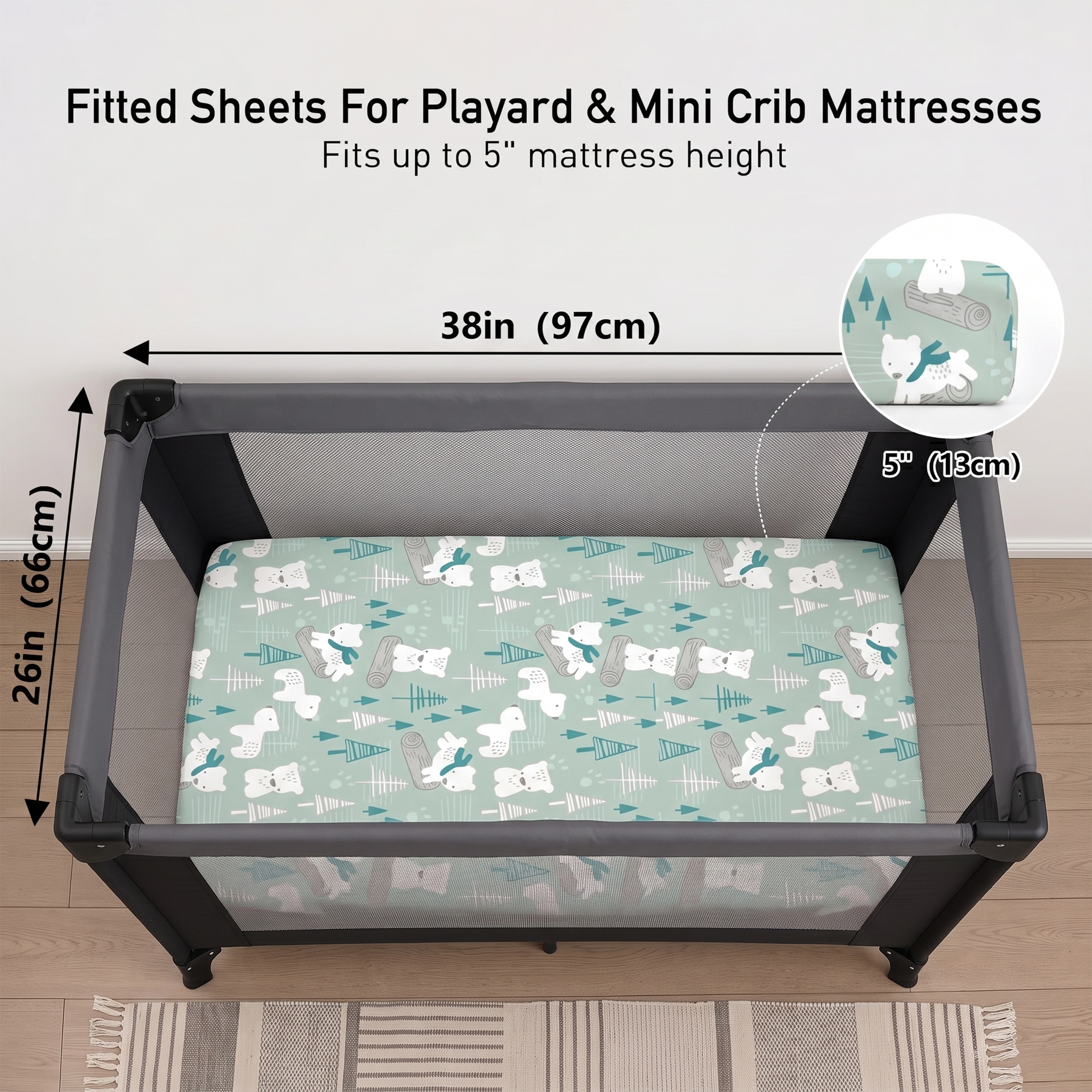 Sage Arctic Friends | Soft Microfiber Baby Crib Sheets 3 Pack