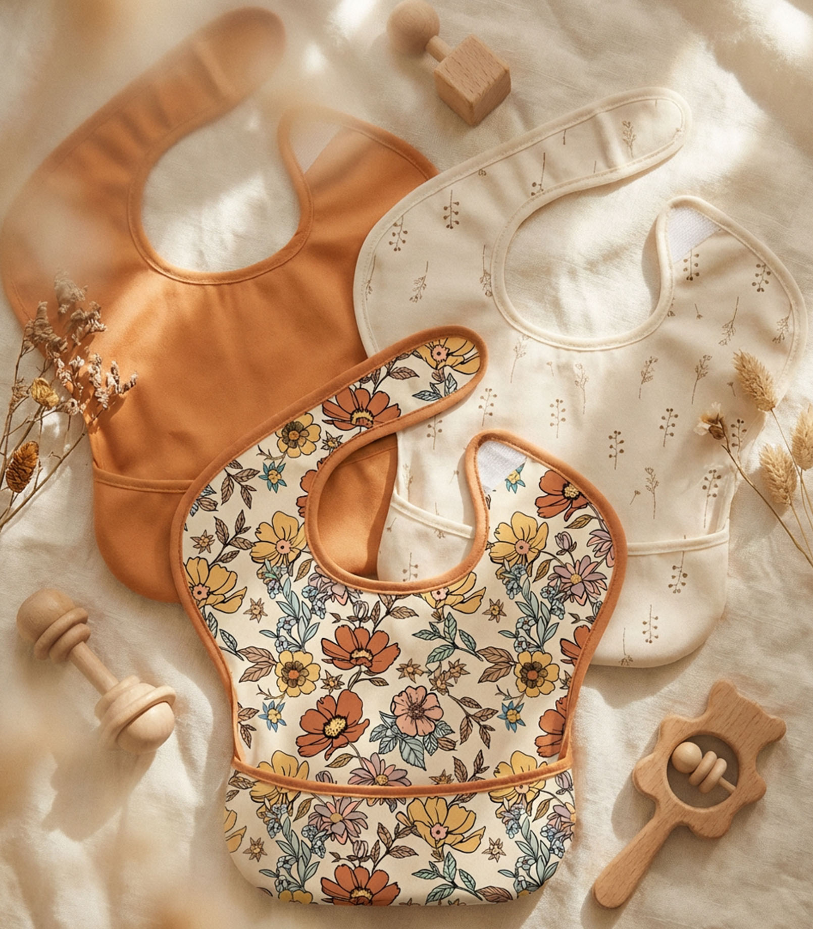 Vintage Flowers | Gllquen baby Waterproof Bibs 3 Pack | 3-24 Months