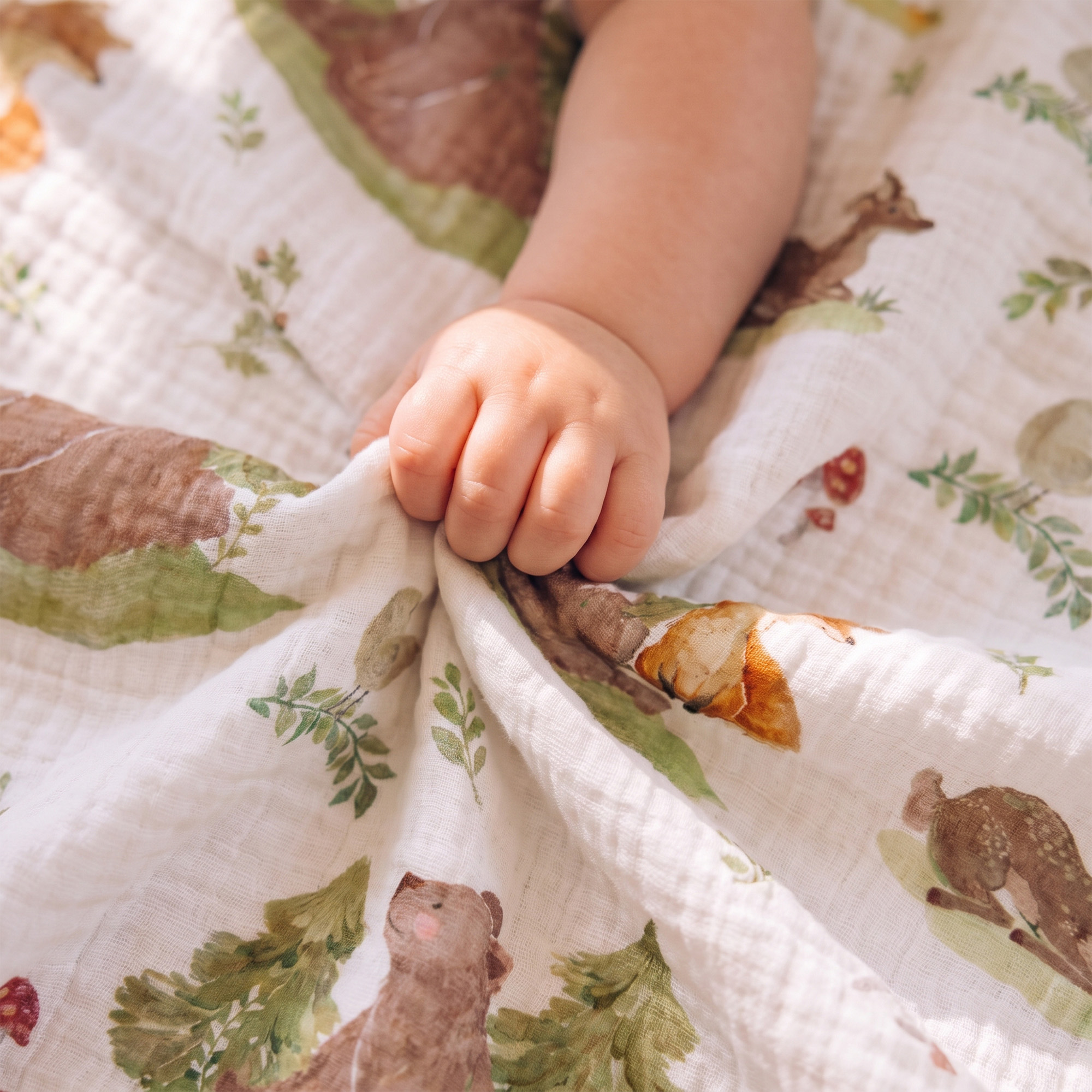 Fern & Woodland Pals | Muslin Bassinet Sheet 3-Pack | 33''*20''