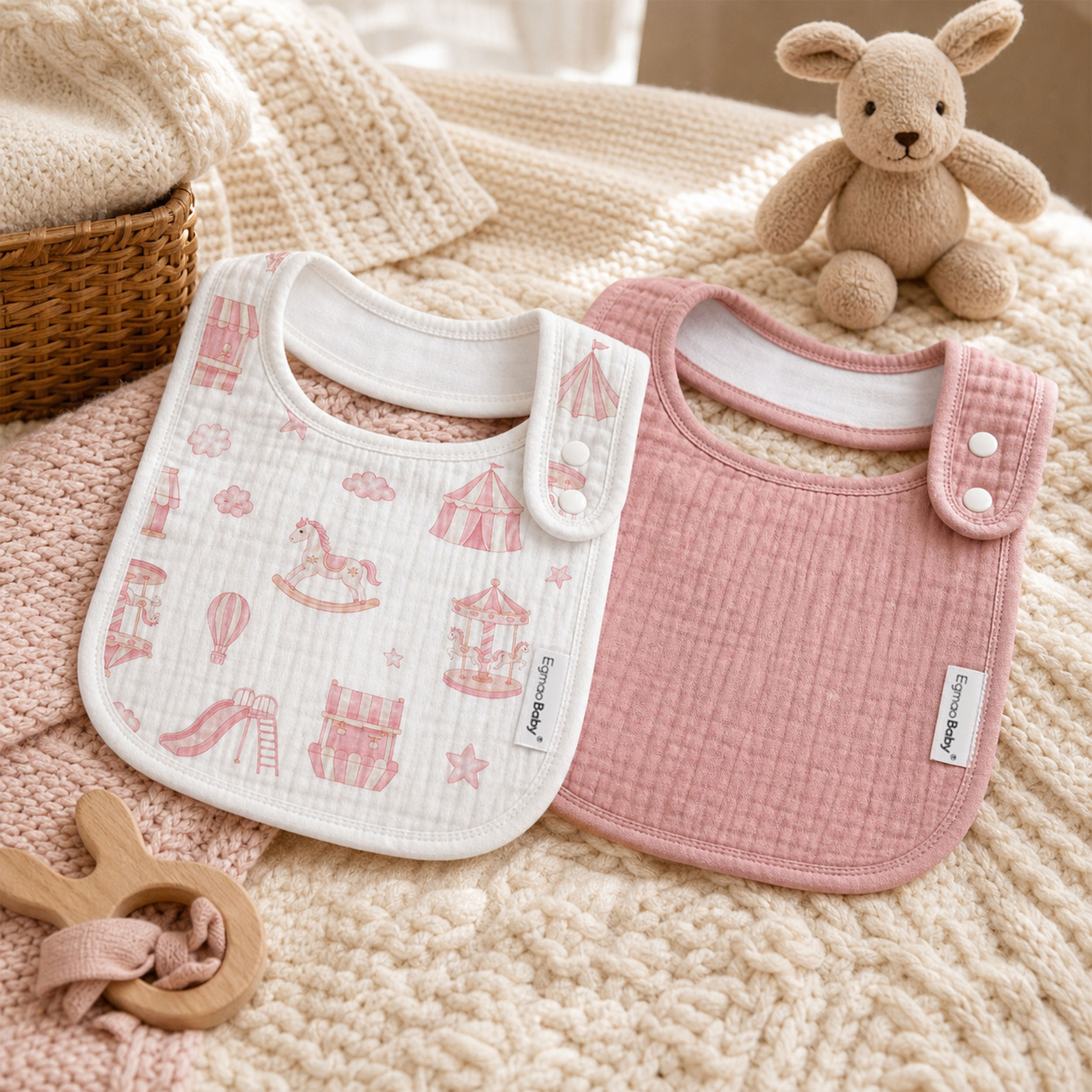 Fairy Rainbow Pony | baby muslin bibs 5 pack | 0-36 months