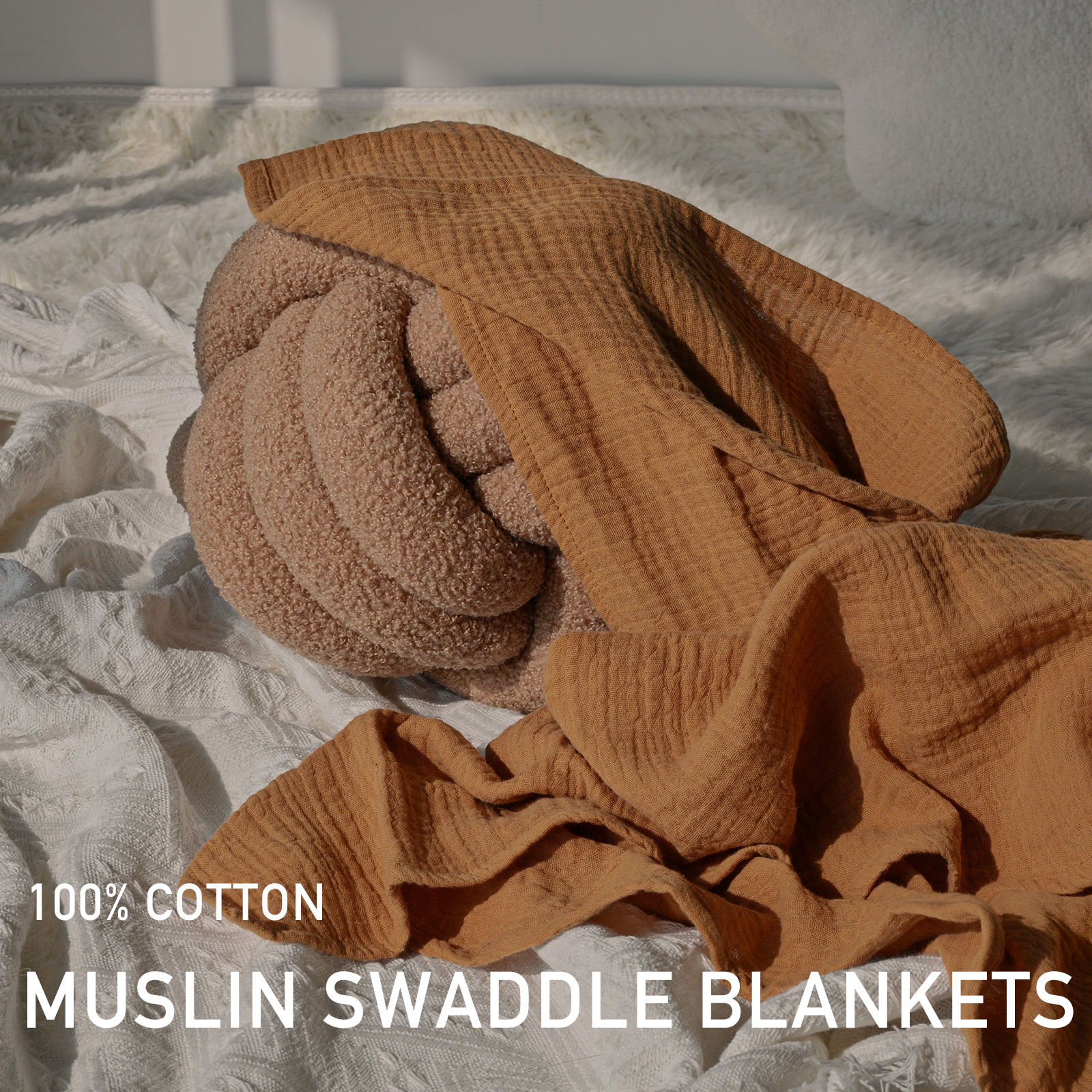 Muslin Swaddle Blankets 4-Pack, 38"x40" - Fern