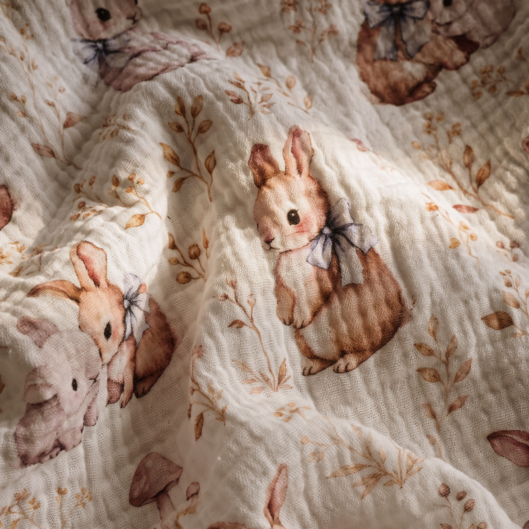 Beige Bunny Woodland | Muslin Crib Sheets 2-Pack | 52''*28''