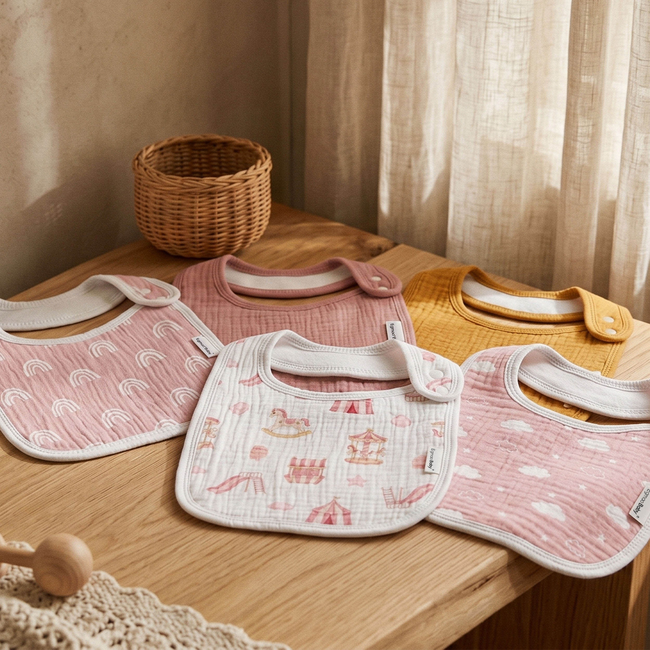 Fairy Rainbow Pony | baby muslin bibs 5 pack | 0-36 months