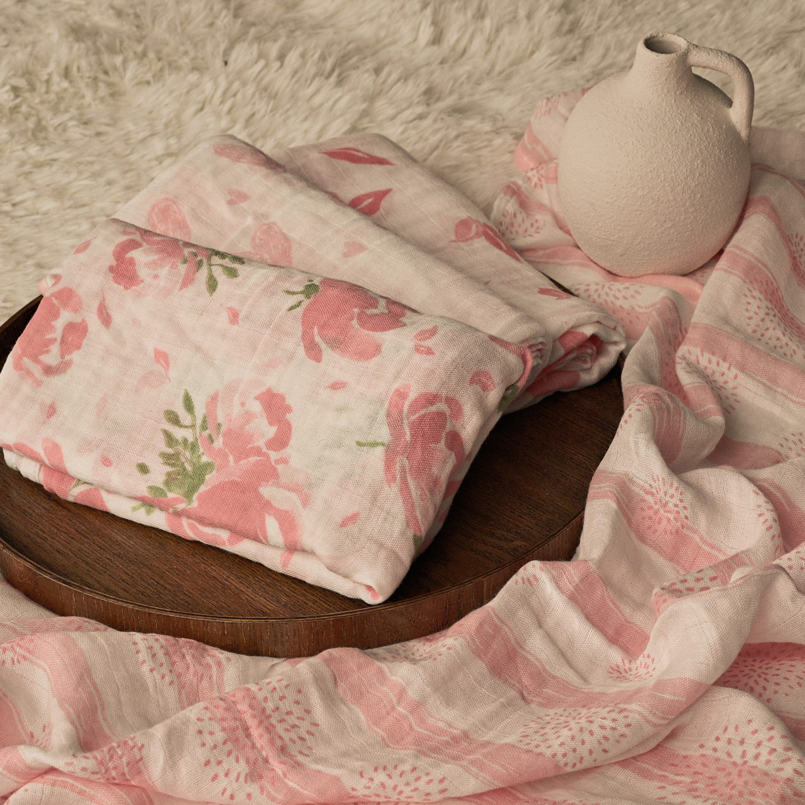 Muslin Swaddle Blankets 4-Pack, 35"x40" - Flower