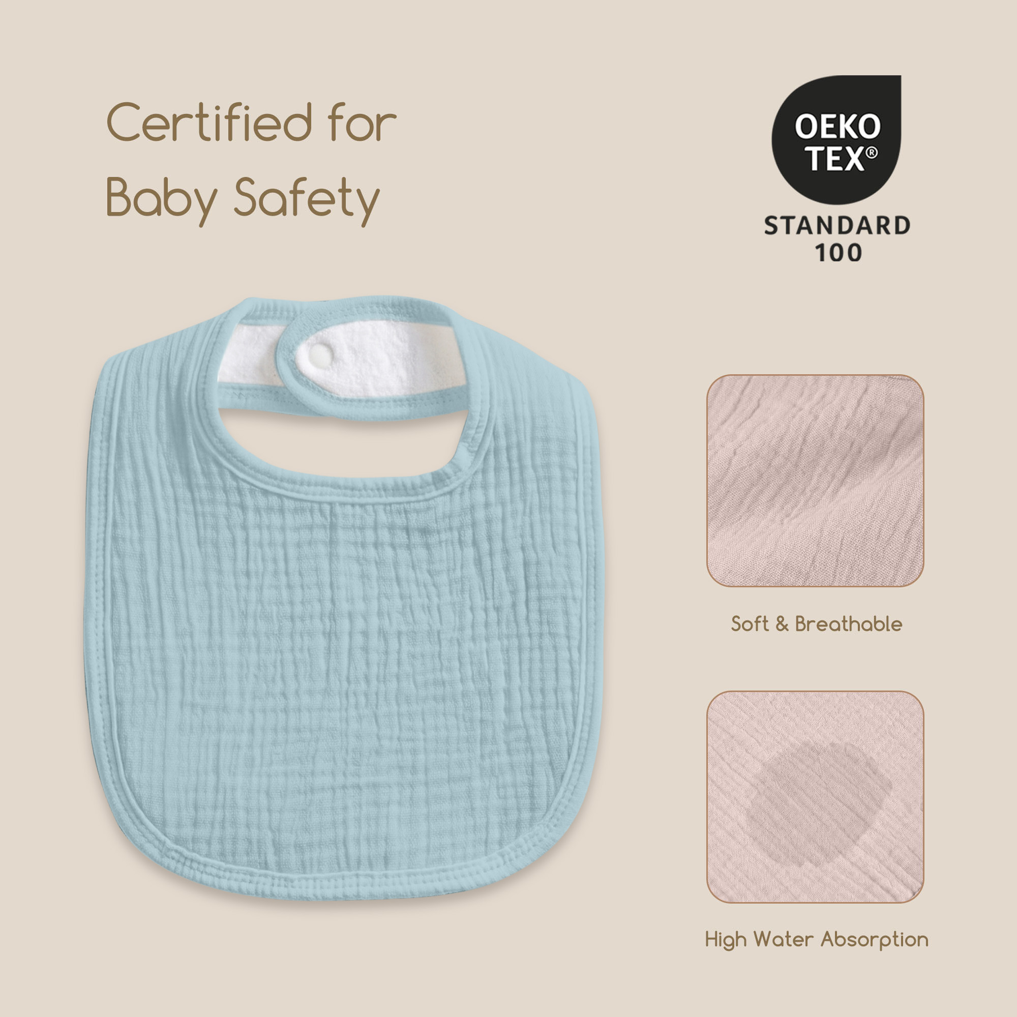 Sage Green Solids | Baby Muslin Bibs 6 Pack | 0-36 Months