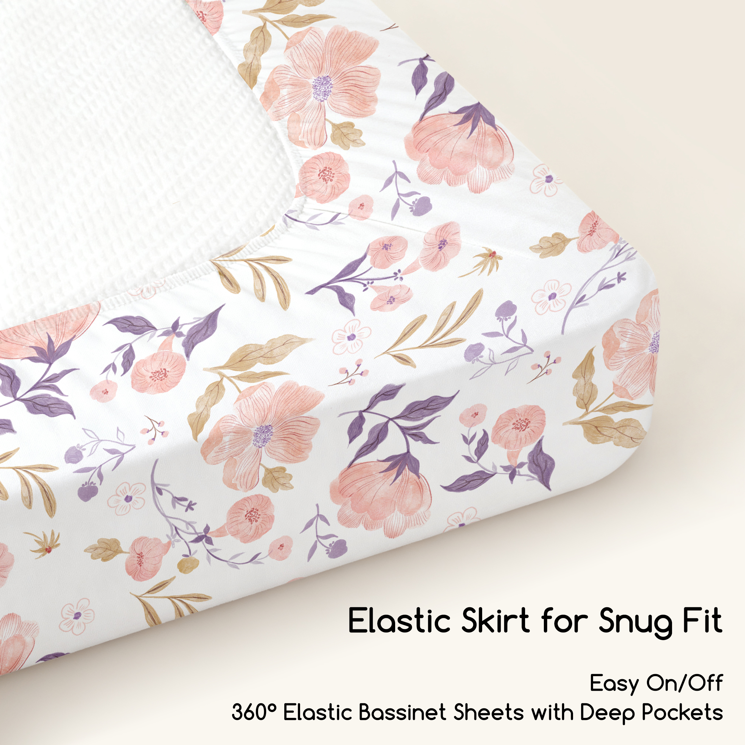 Blush Floral Meadow | Bassinet Sheets 3-Pack | 33*20''