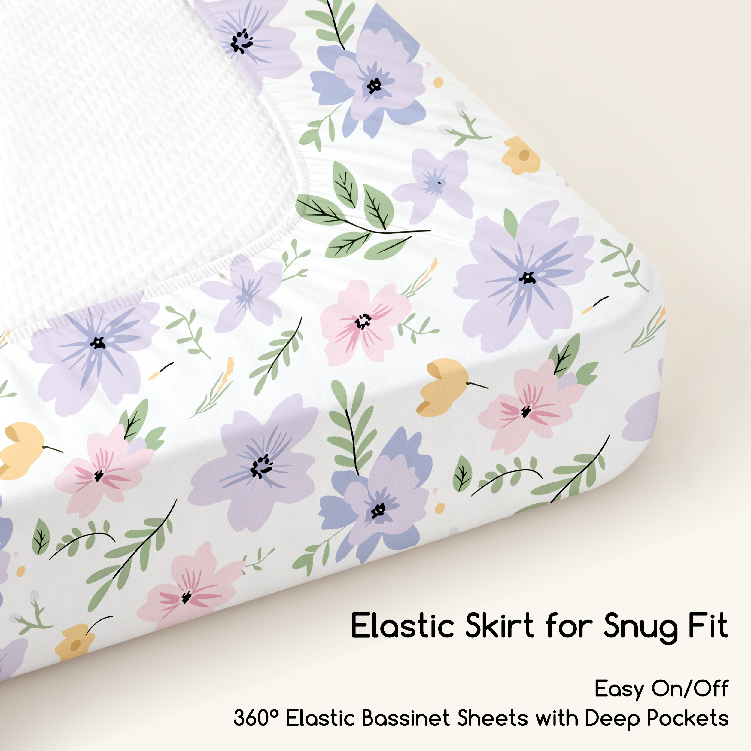 Lilac Wild Meadow | Bassinet Sheets 3-Pack | 33*20''