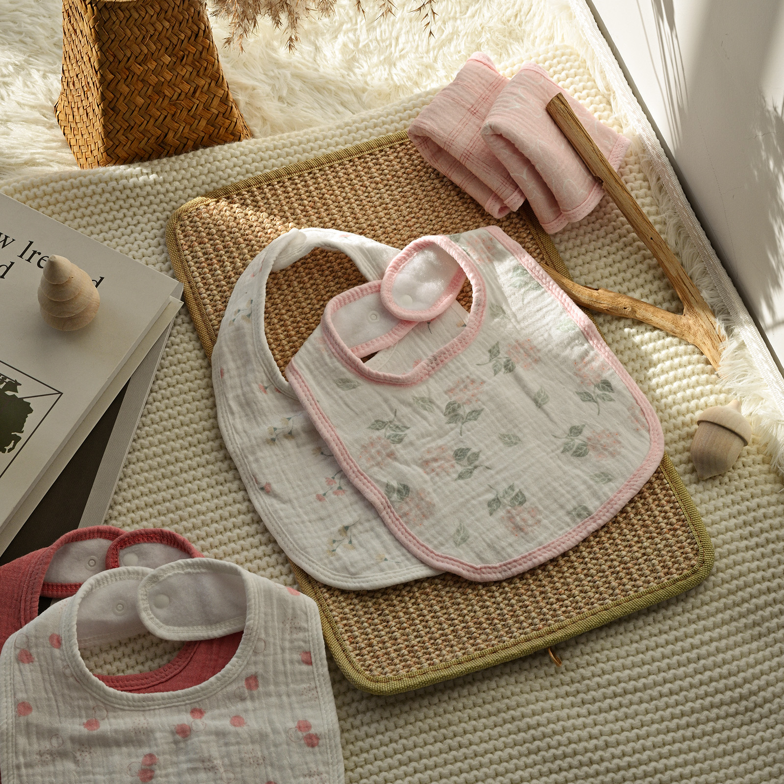 Colourful Garden | baby muslin bibs 6 pack | 0-36 months