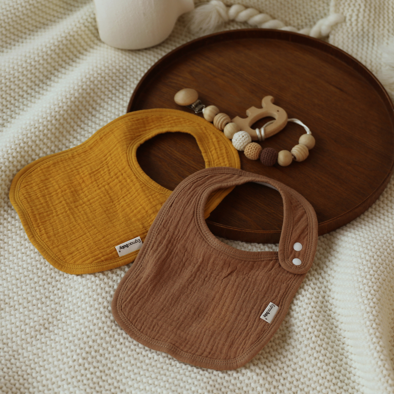 Natural | baby muslin bibs 5 pack | 0-36 months