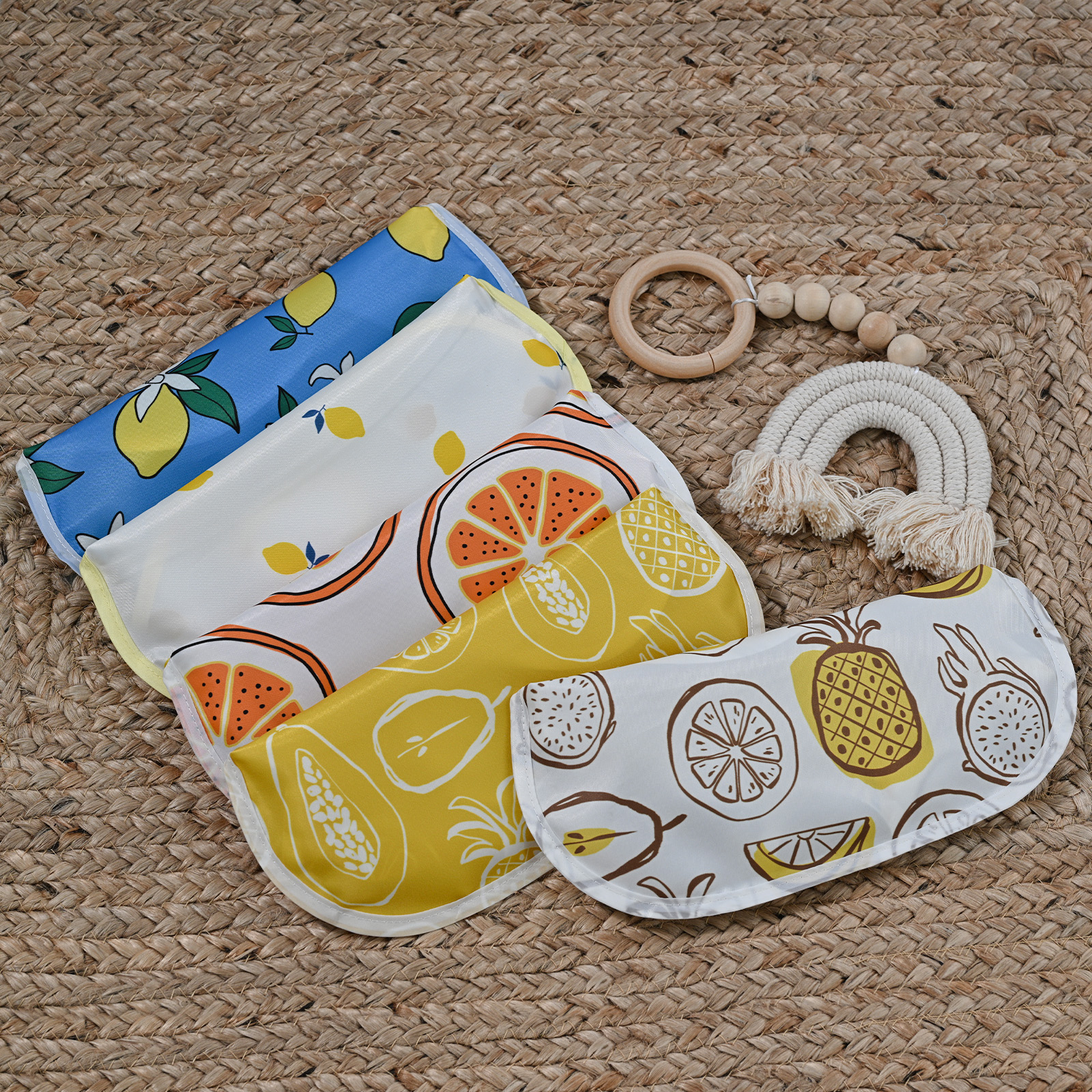 Fruit | Gllquen Baby Waterproof Bibs 5 Pack | 3-24 Months