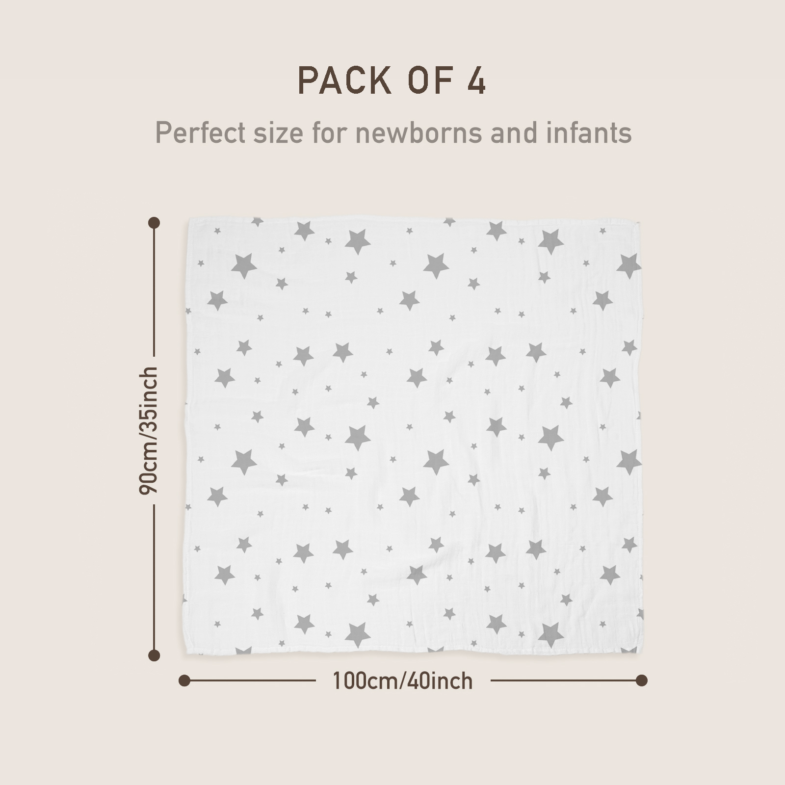 Muslin Swaddle Blankets 4-Pack, 35"x40" - Galaxy