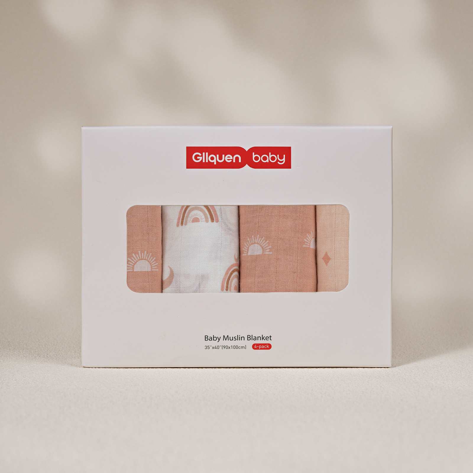 Muslin Swaddle Blankets 4-Pack, 35"x40" - Rainbow