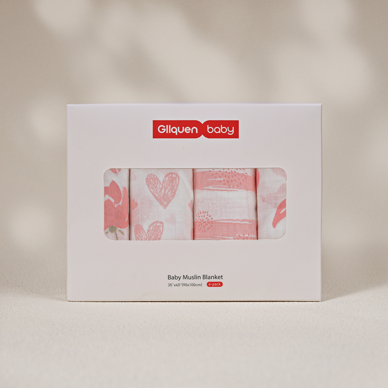 Muslin Swaddle Blankets 4-Pack, 35"x40" - Flower