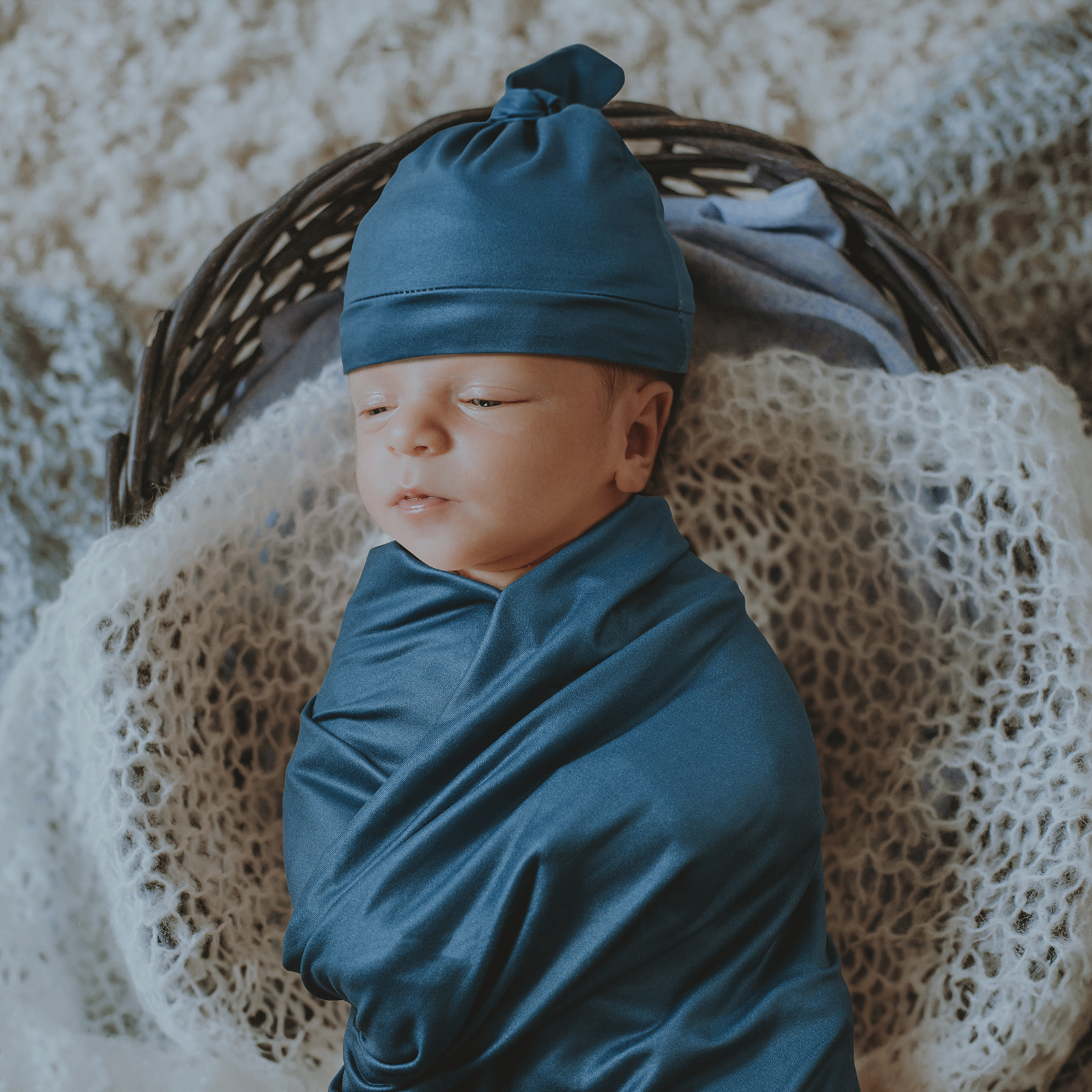 Indigo | Baby Swaddle and Hat Set | 33.5*43inch