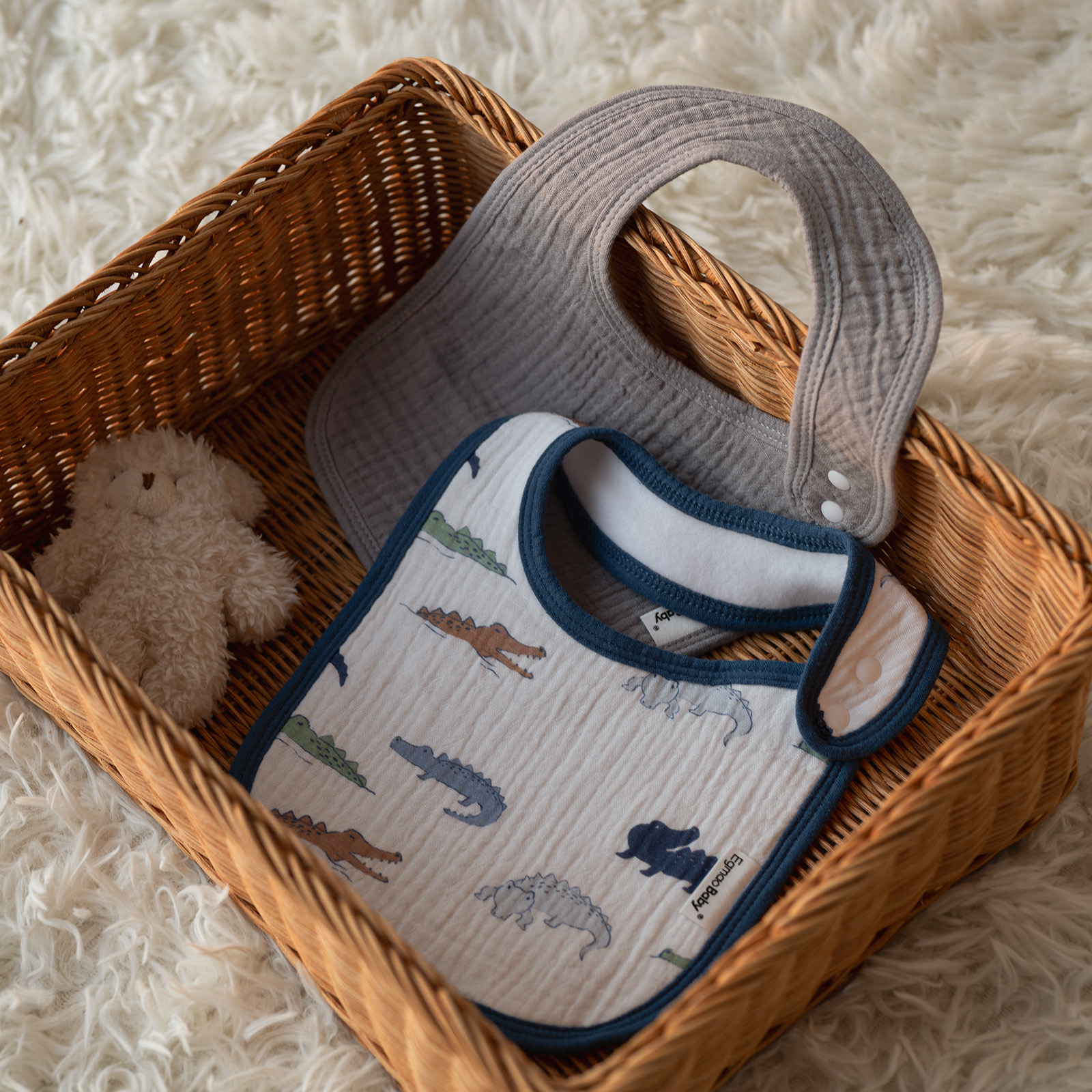 Frolic Crocodile | baby muslin bibs 5 pack | 0-36 months