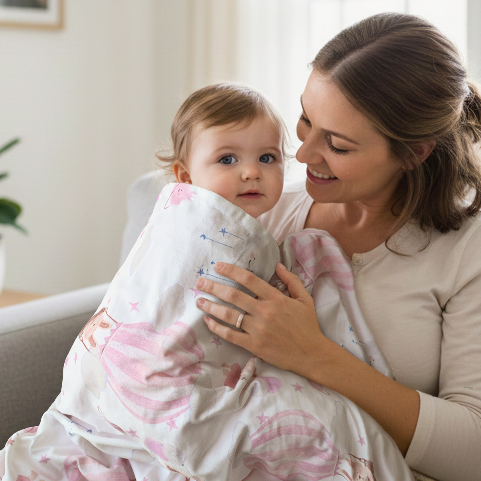 Bunny's Dreamy Flight | Fleece Plush Dot Blanket | 30''*40''
