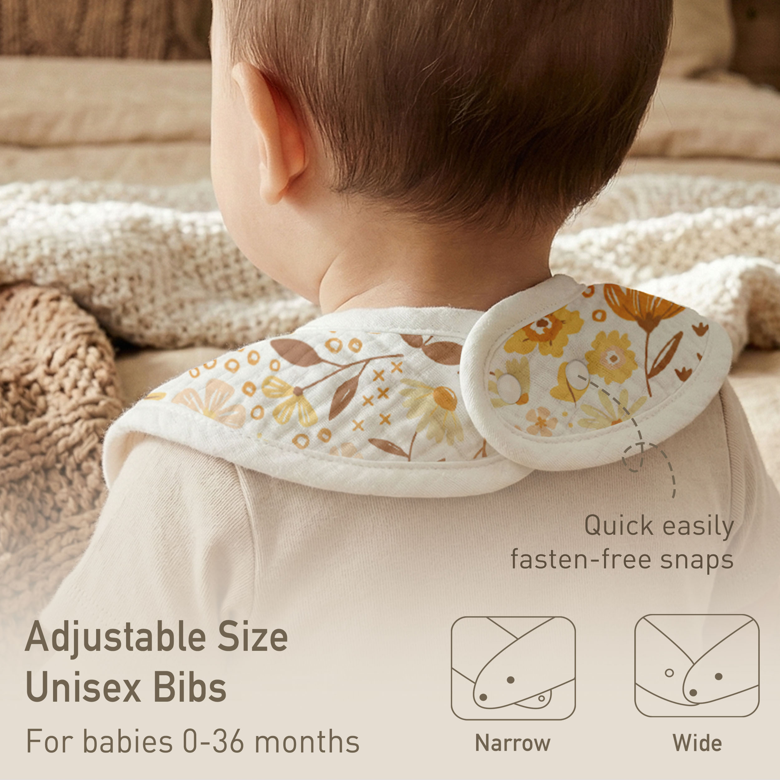 Sunny Bloom Garden | baby muslin bibs 6 pack | 0-36 months
