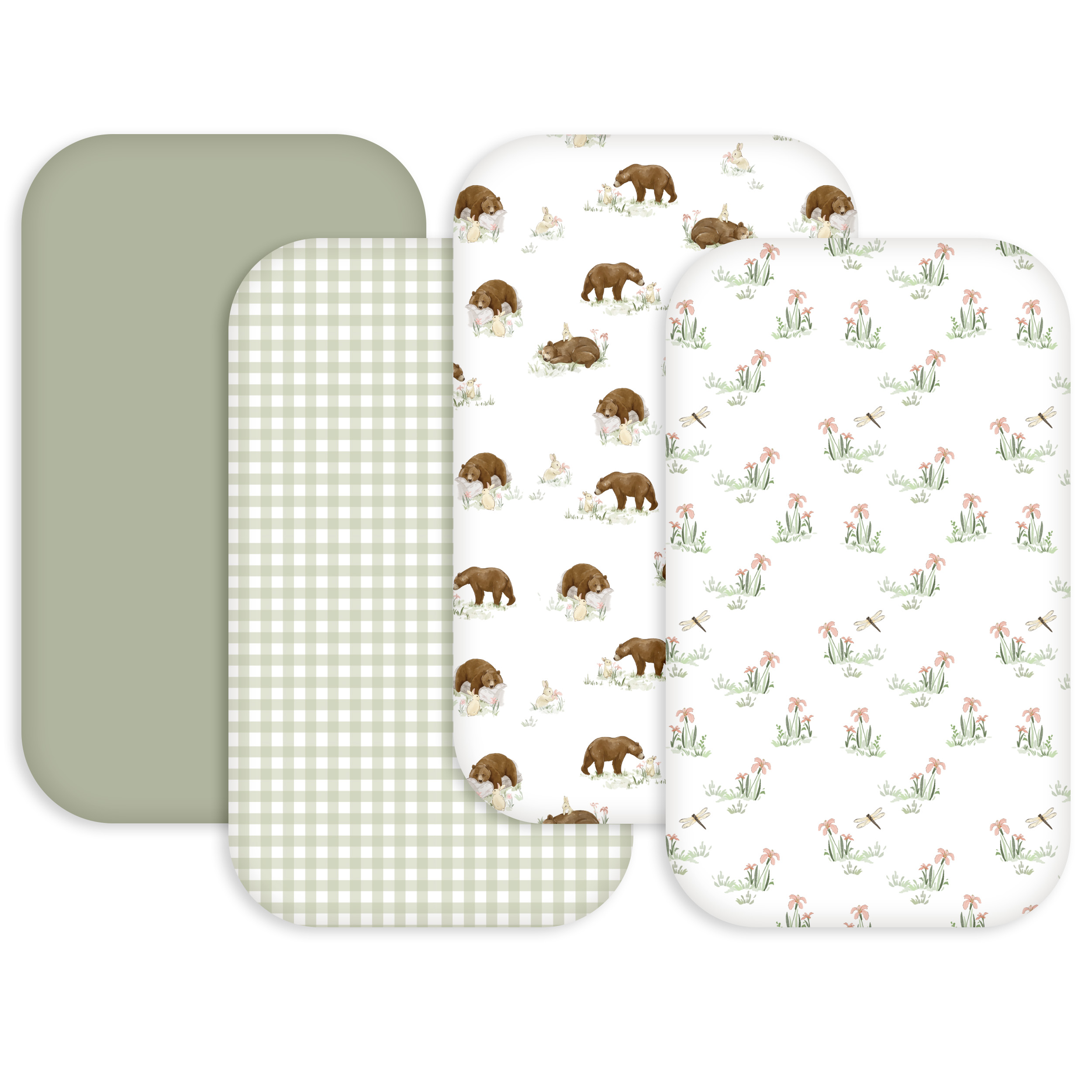 Wildwood Bear Meadow | Bassinet Sheets 4-Pack | 20*33''