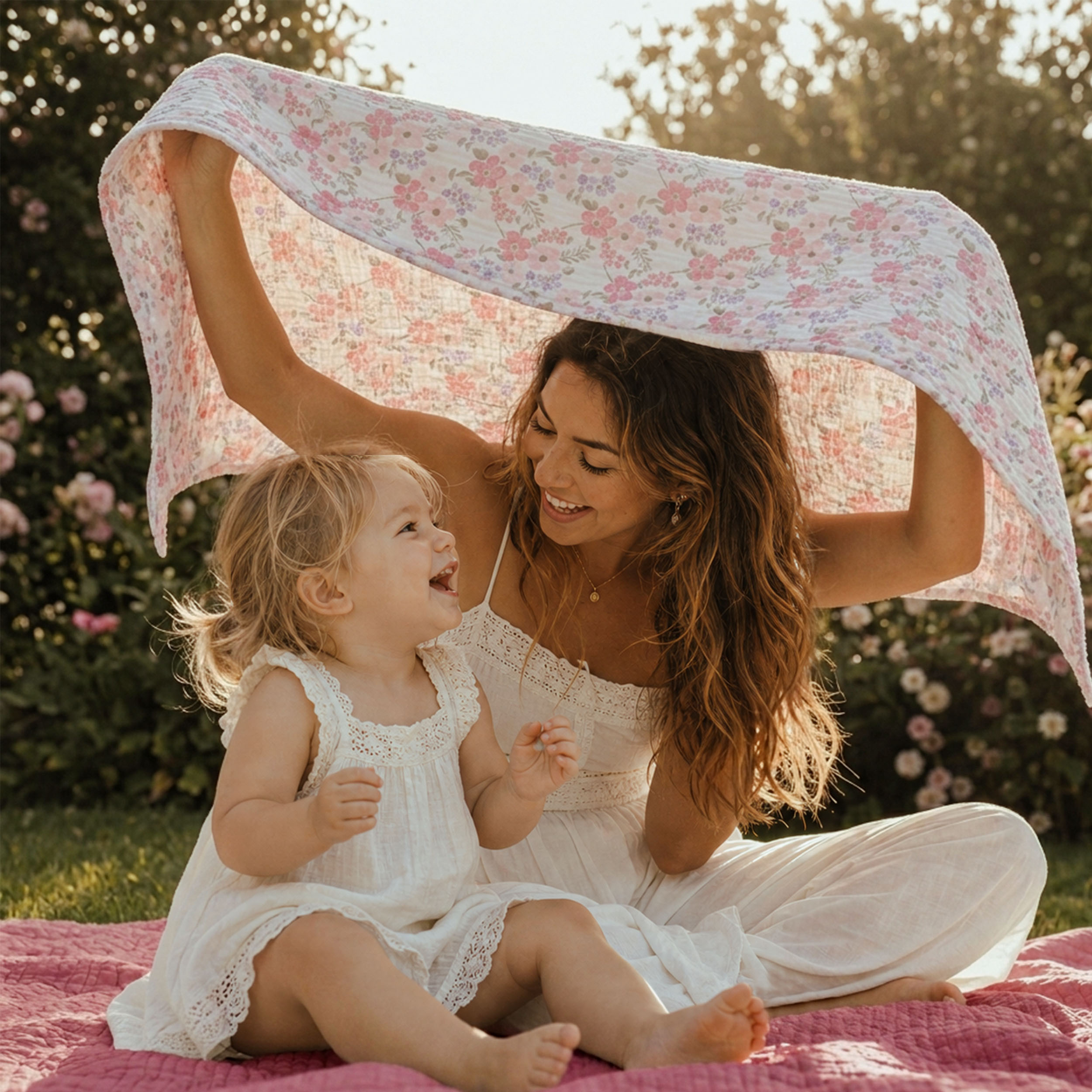Muslin Swaddle Blankets 3-Pack | 38"x40" | Vintage Floral Bloom