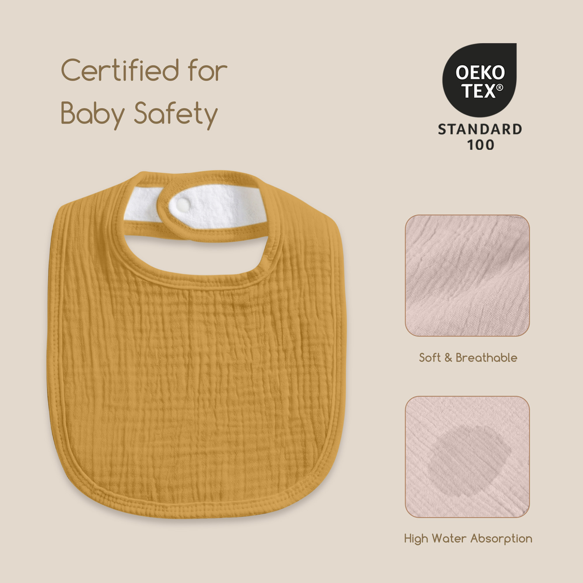 Earthy Muslin Mix | Baby Muslin Bibs 6 Pack | 0-36 Months