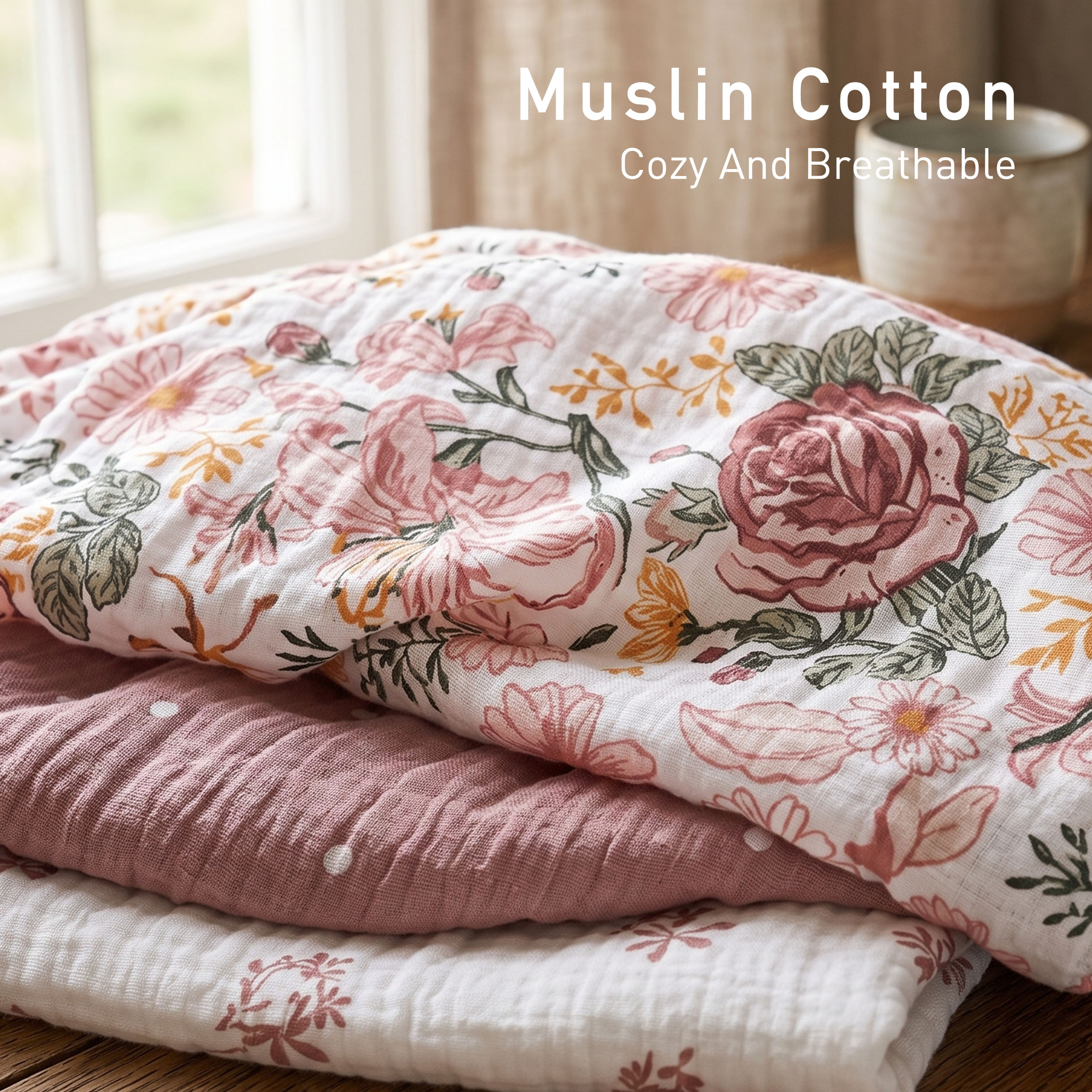 Vintage Rose Serenade | Muslin Bassinet Sheet 3-Pack | 33''*20''