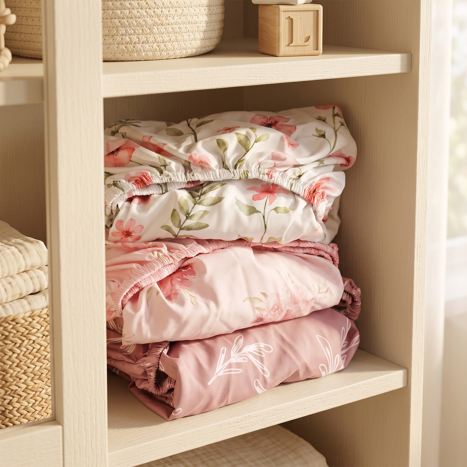 Dainty Blush Meadow | Soft Microfiber Baby Crib Sheets 3 Pack