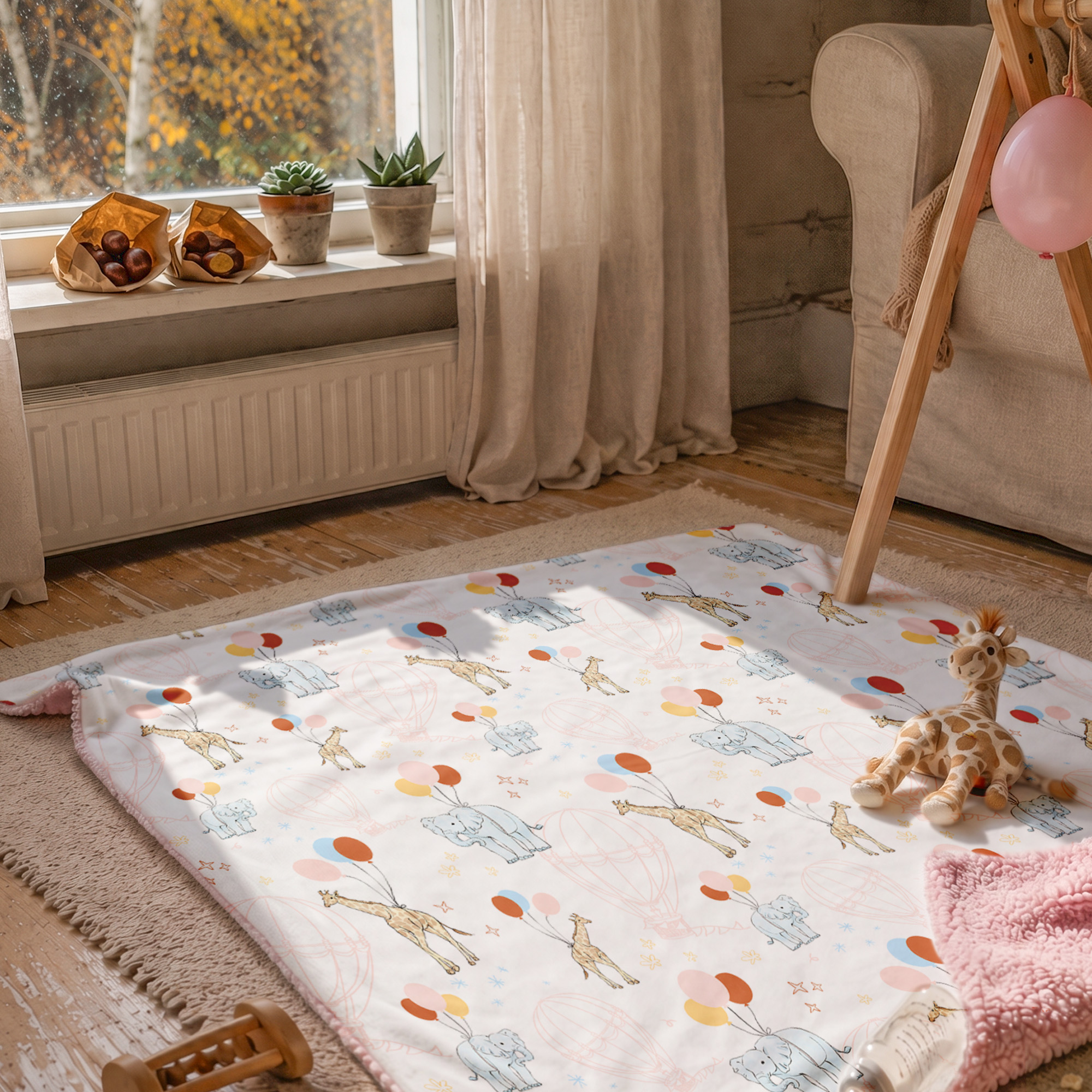 Pink Safari Party | plush baby blanket | 30''*36''