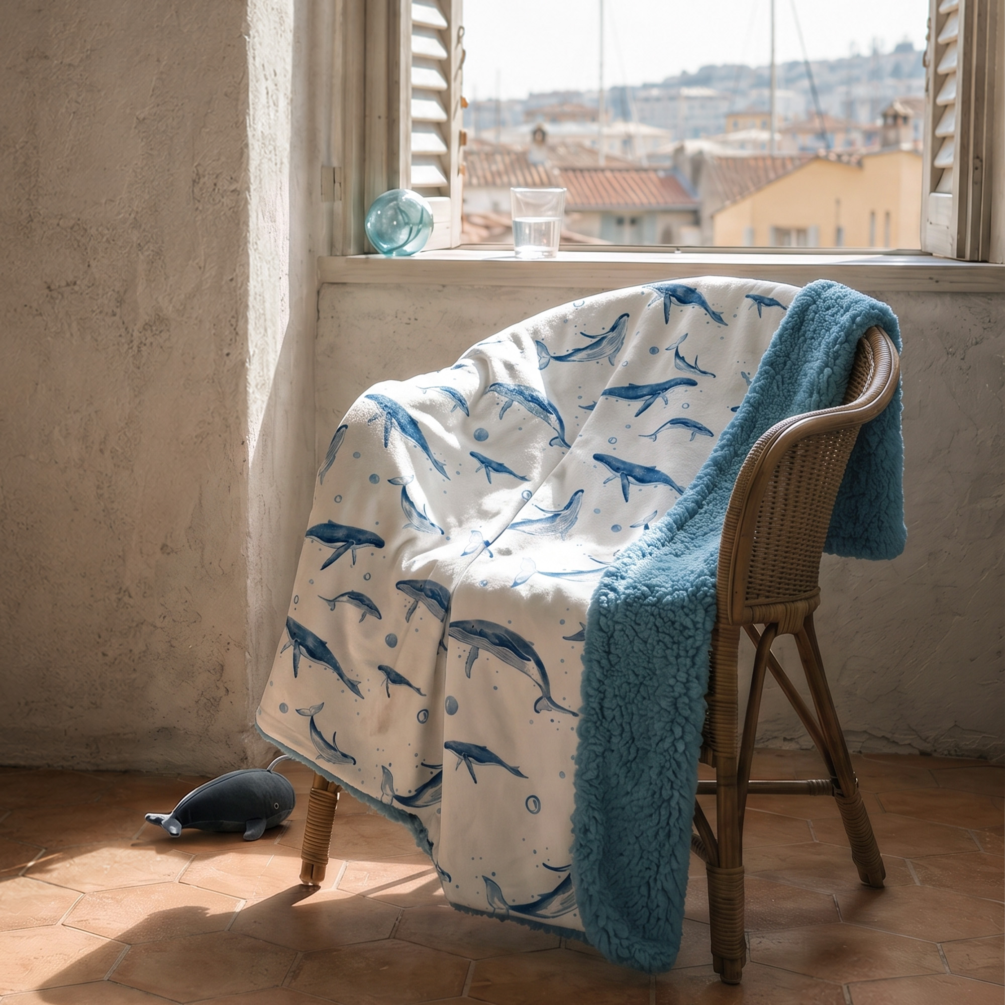Blue Whale Splash | plush baby blanket | 30''*36''