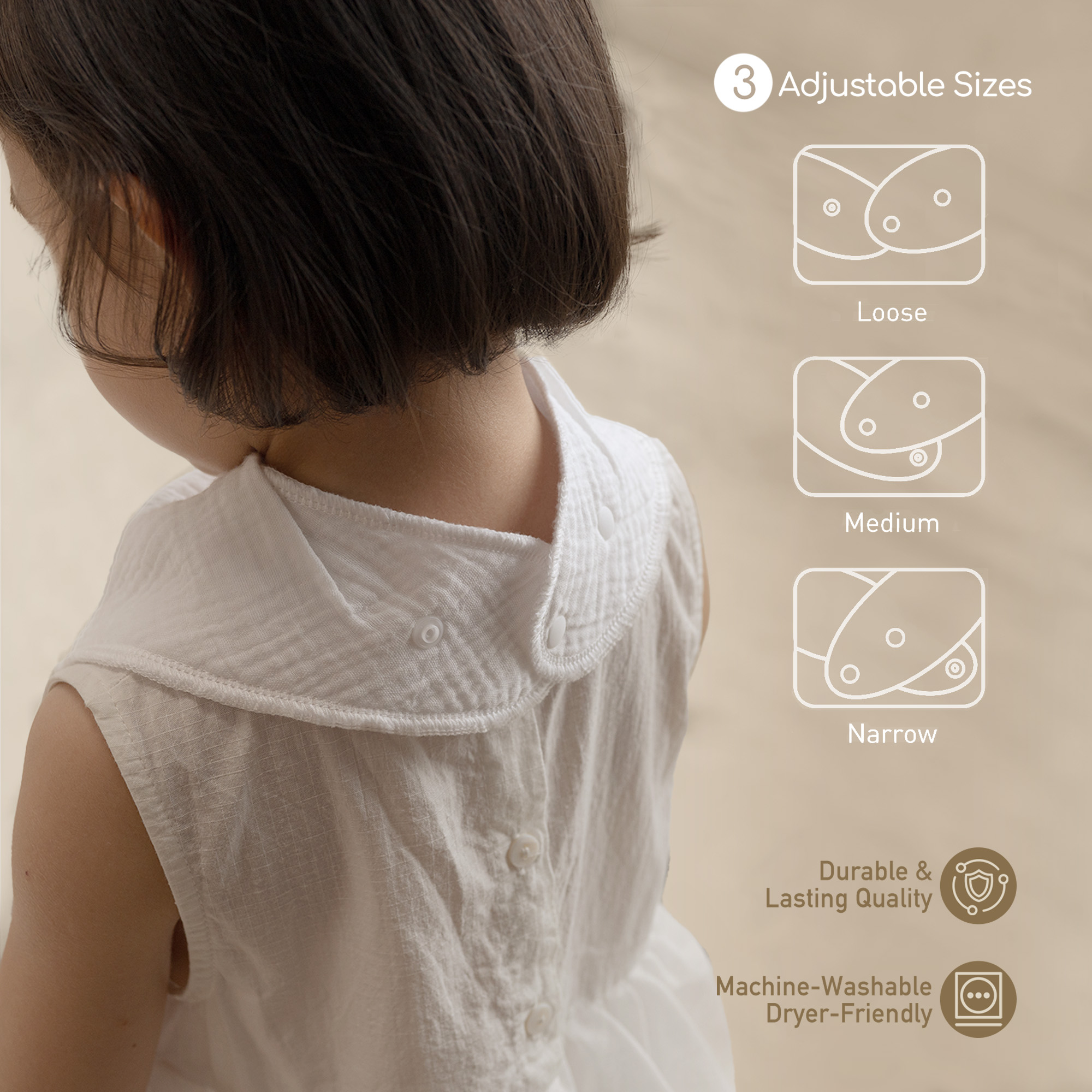 Pure Cream Blank | Soft & Absorbent Muslin Bandana Bibs 8 Pack