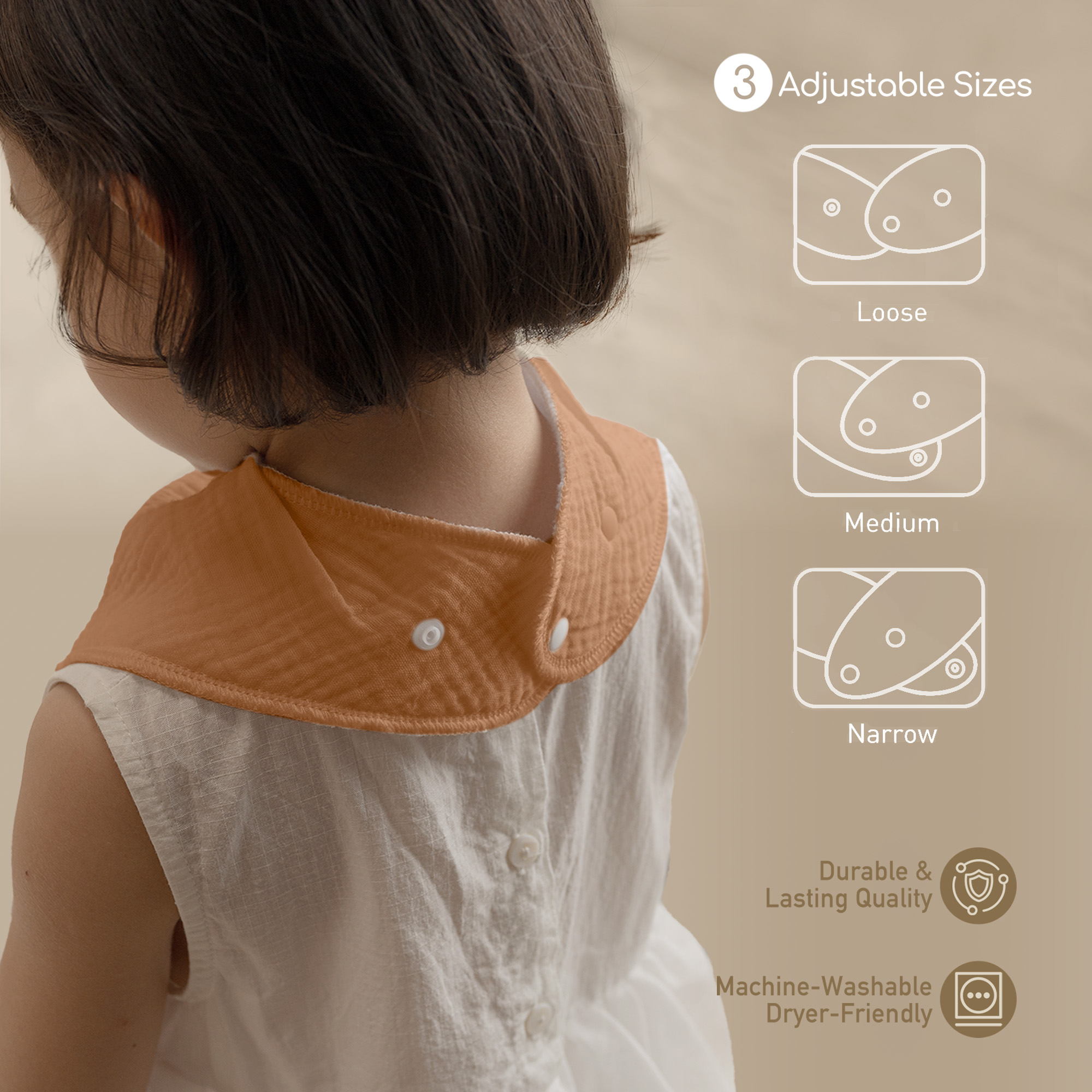 Neutral Earth Solid | Soft & Absorbent Muslin Bandana Bibs 8 Pack