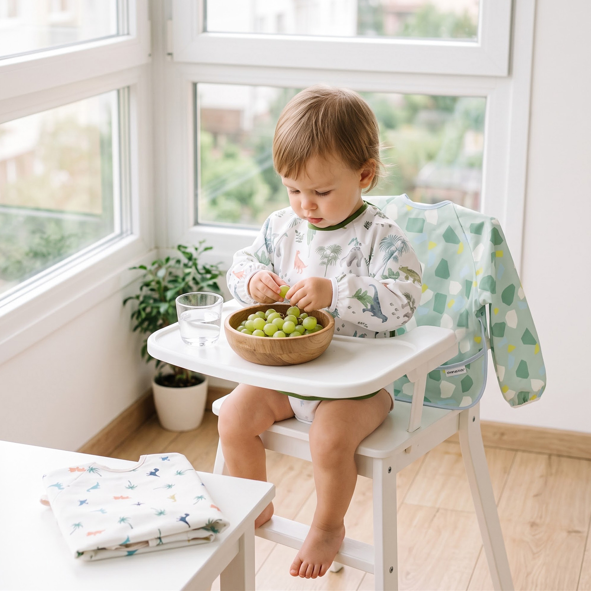 Green Dino Forest | Waterproof Smock Bibs 3 Pack | 6-24 Months