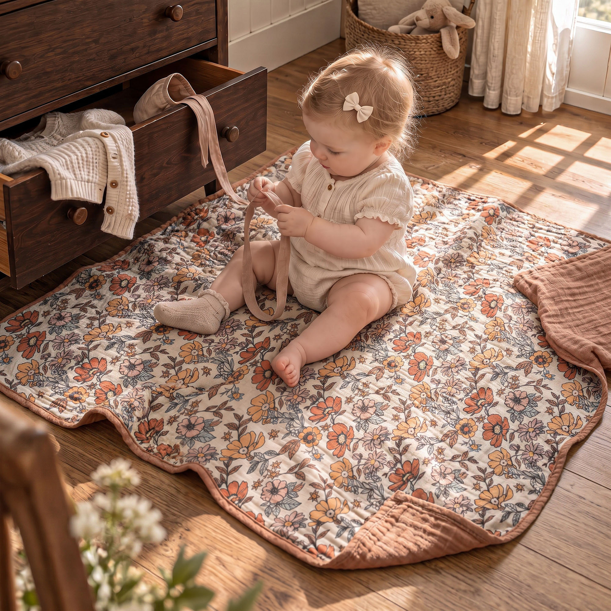 Muslin Swaddle Blankets 1-Pack | 31.5x43.3" | Vintage Floral  Bloom