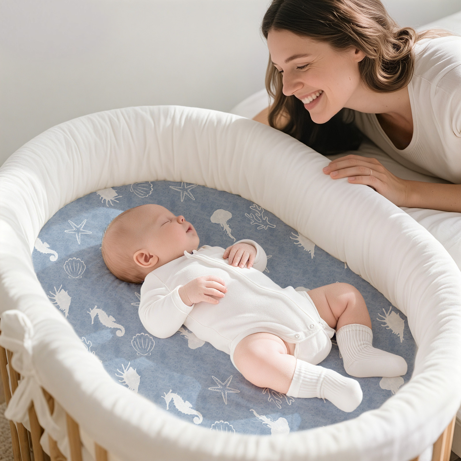 Ocean Wander | Soft Microfiber Fitted Change Pad Cover & Bassinet Sheets 4 Pack | 16''*32''