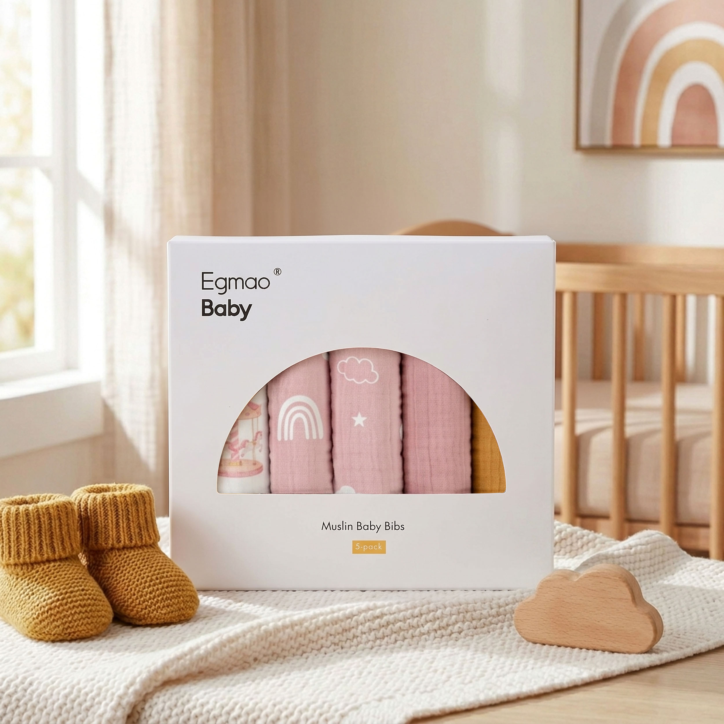 Fairy Rainbow Pony | baby muslin bibs 5 pack | 0-36 months