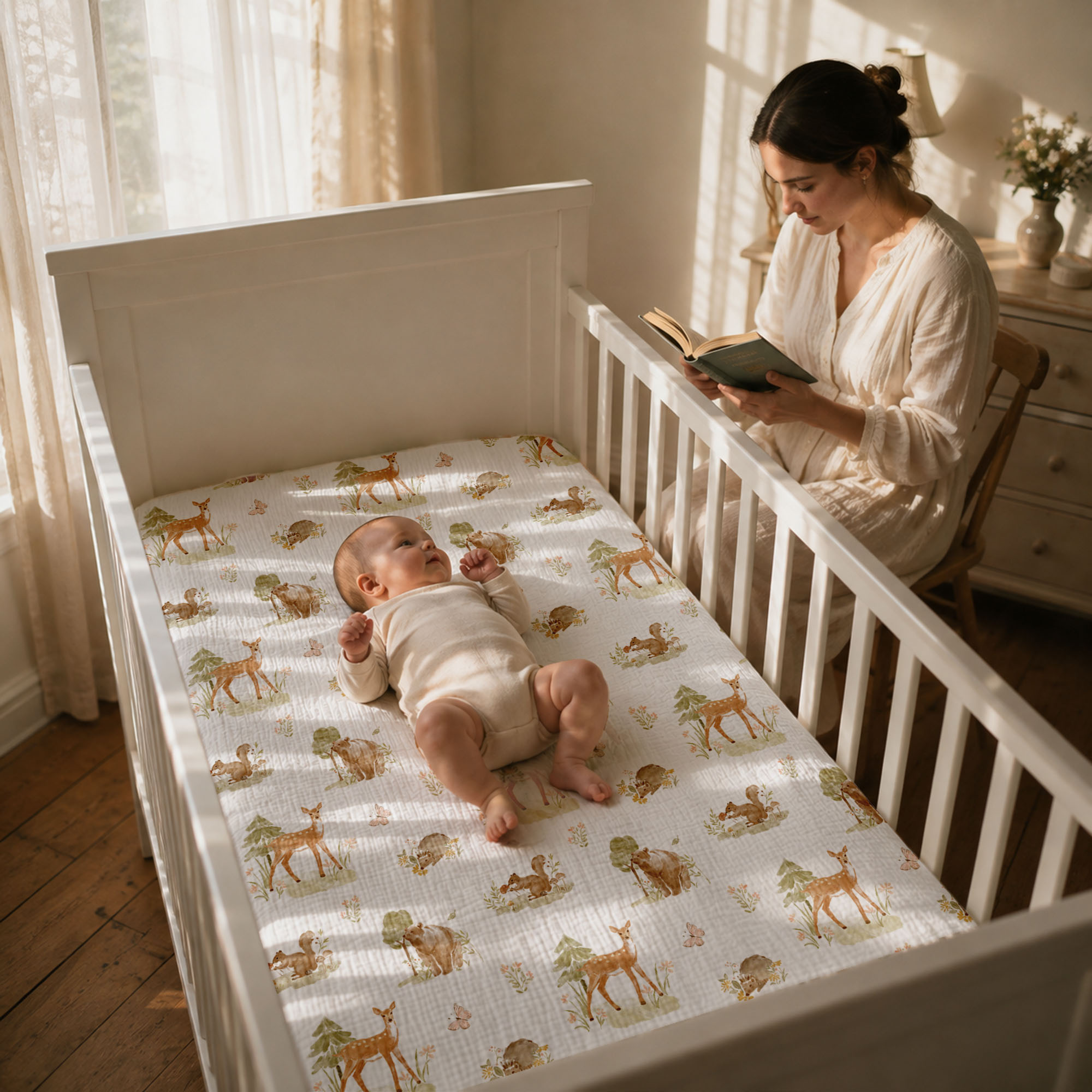 Blue Dino Grove | Muslin Crib Sheets 2-Pack | 52''*28''