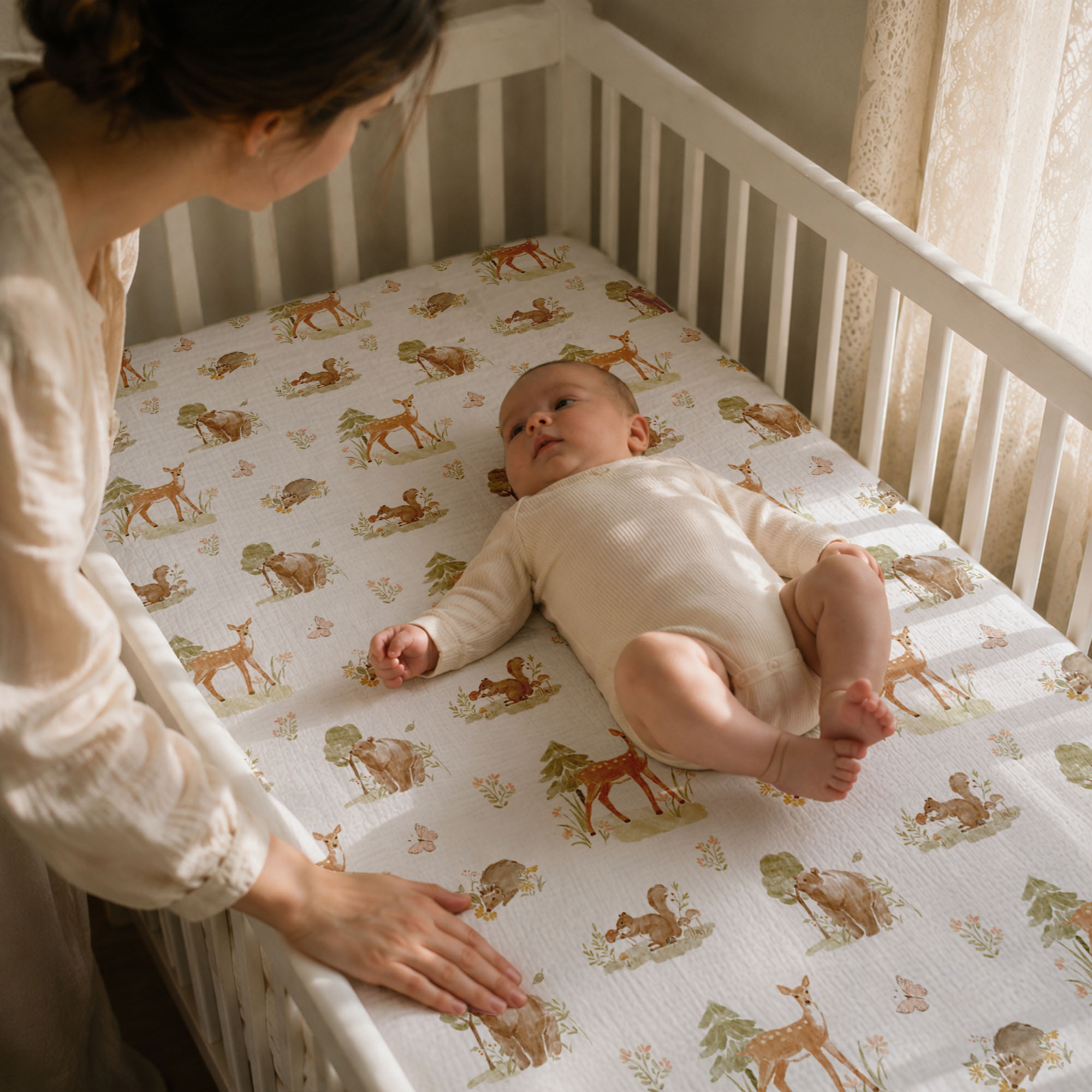 Blue Dino Grove | Muslin Crib Sheets 2-Pack | 52''*28''