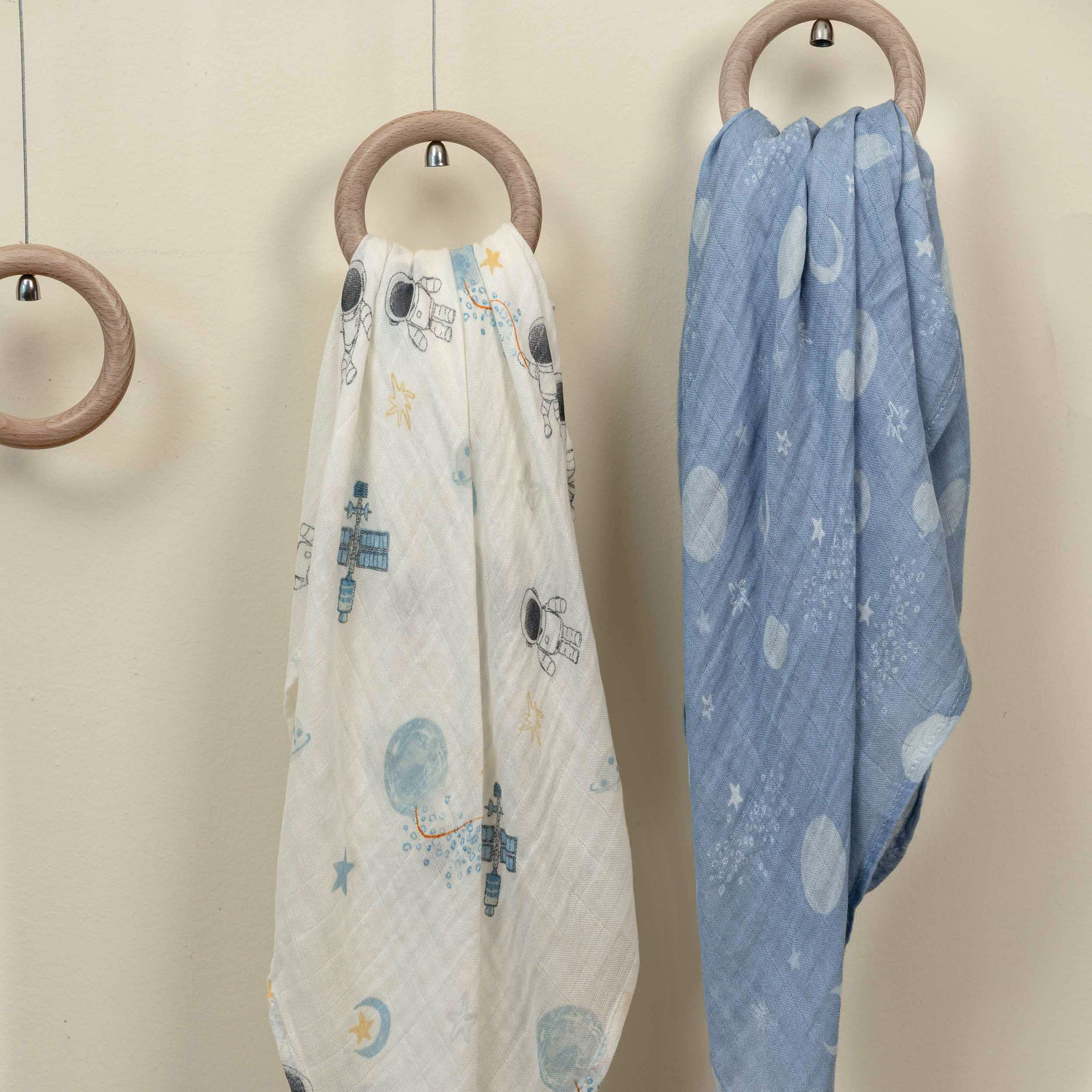 Muslin Swaddle Blankets 2-Pack | 35"x40" | Astronaut