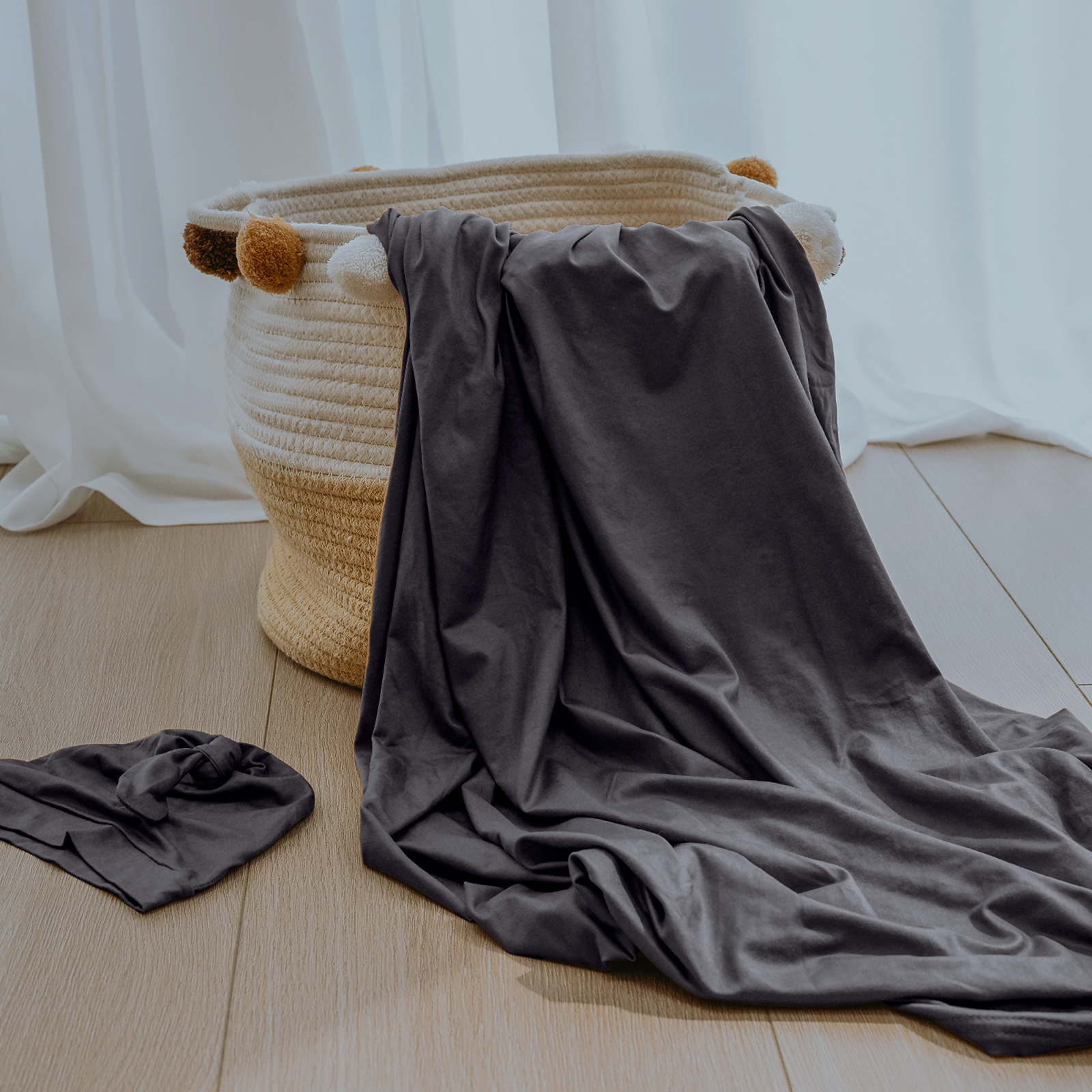 Midnight | Baby Swaddle and Hat Set | 33.5*43inch