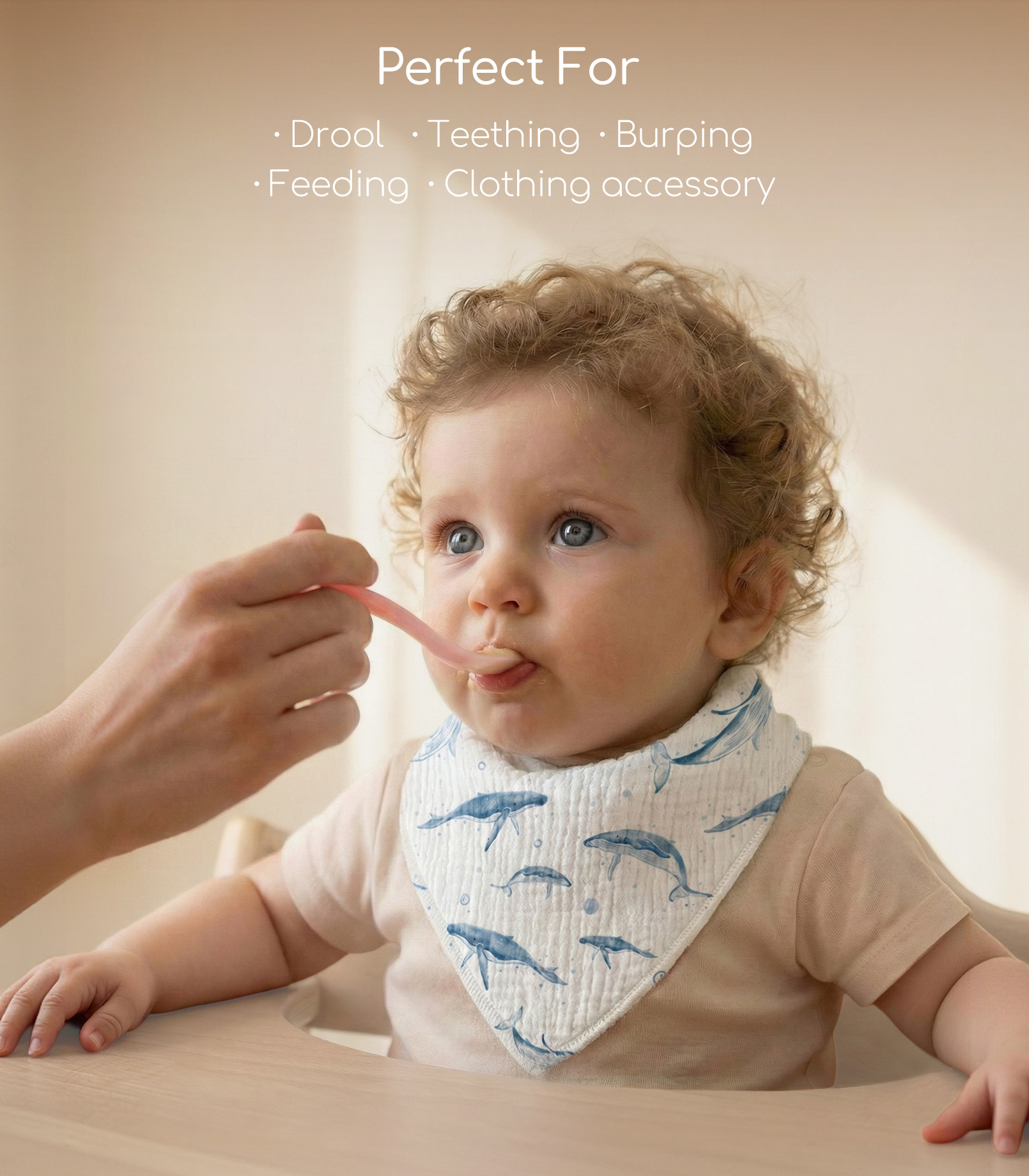 Blue Whale Whisper | Soft & Absorbent Muslin Bandana Bibs 8 Pack