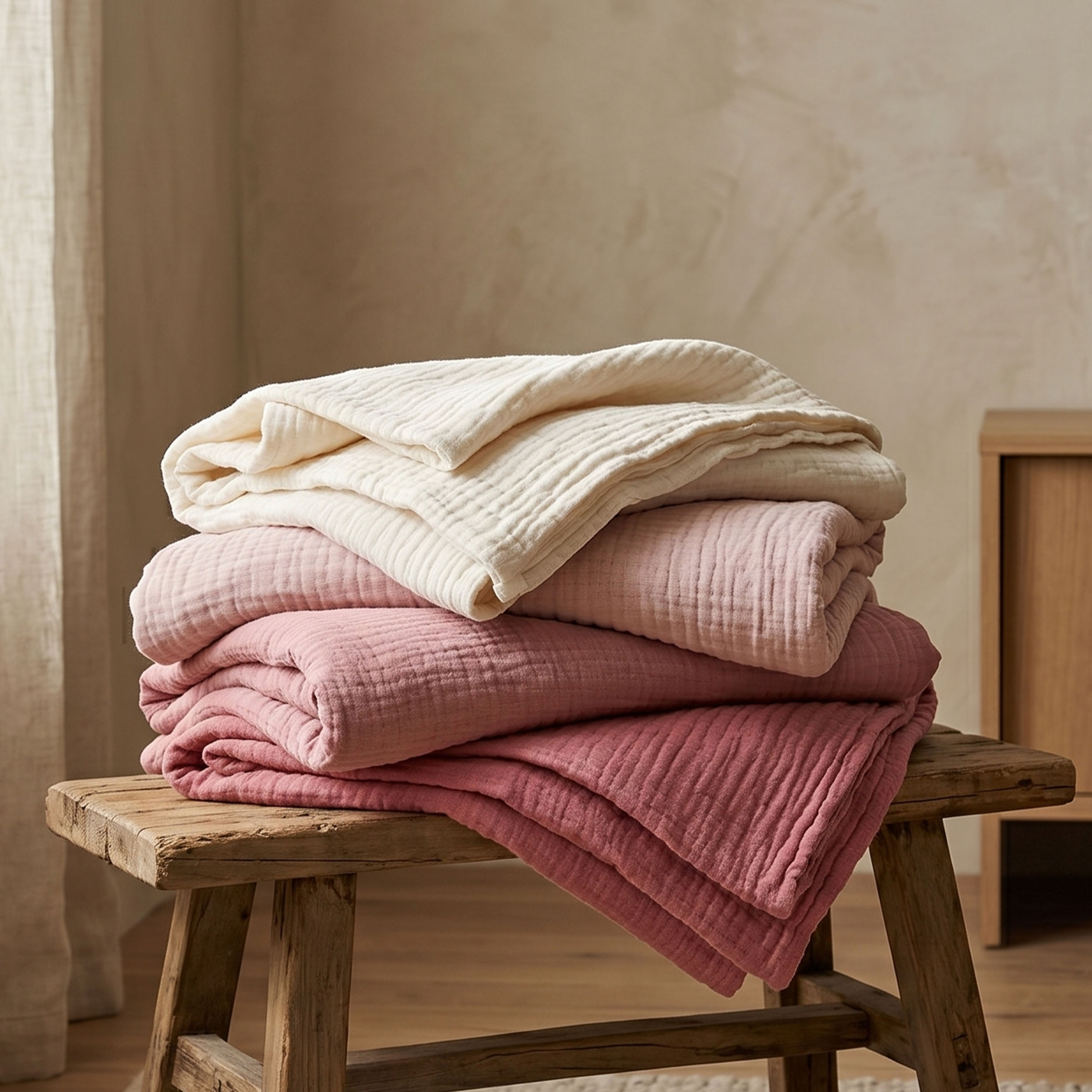 Muslin Swaddle Blankets 4-Pack | 38"x40" | Blush Sweet  Dream