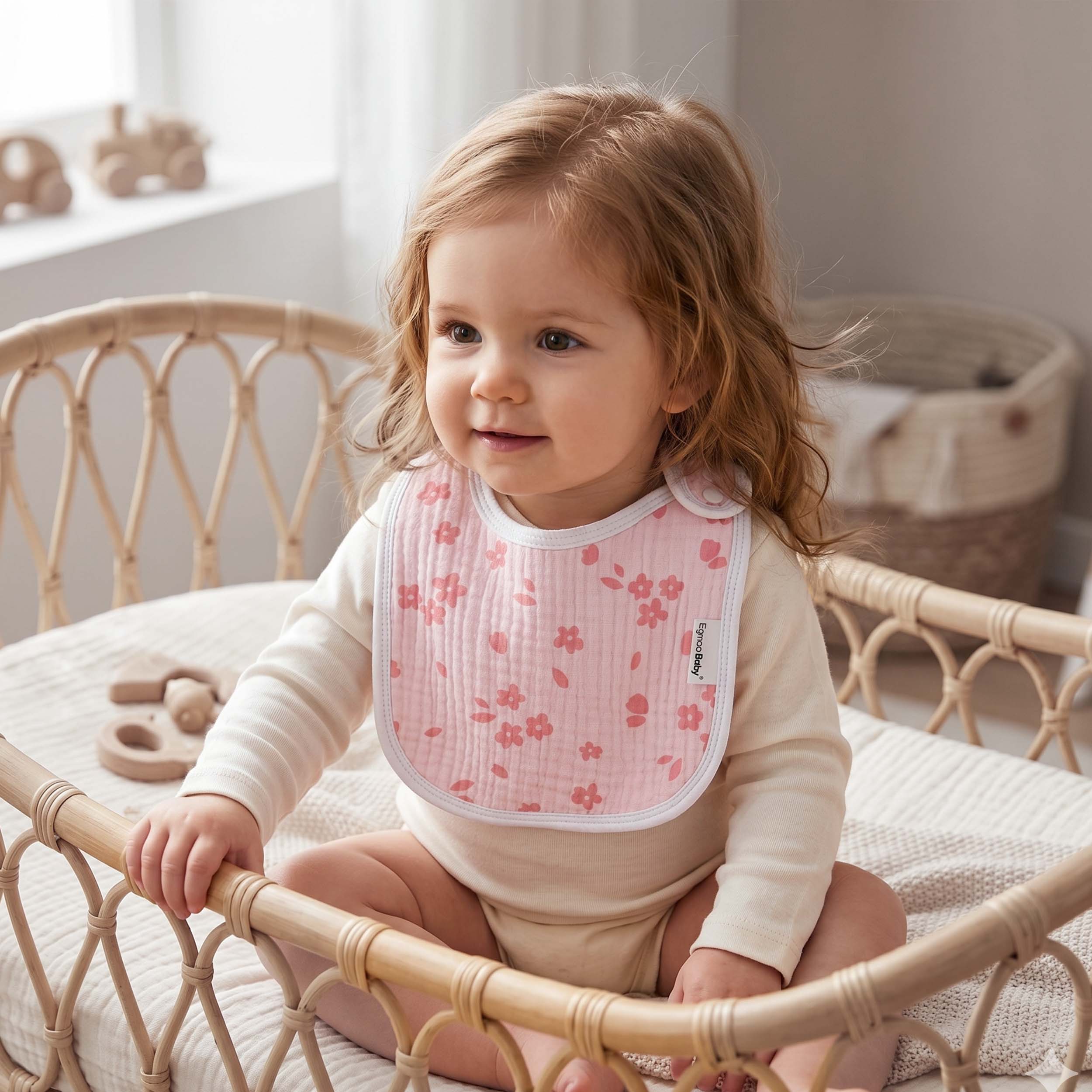 Mauve Floral Argyle | baby muslin bibs 5 pack | 0-36 months