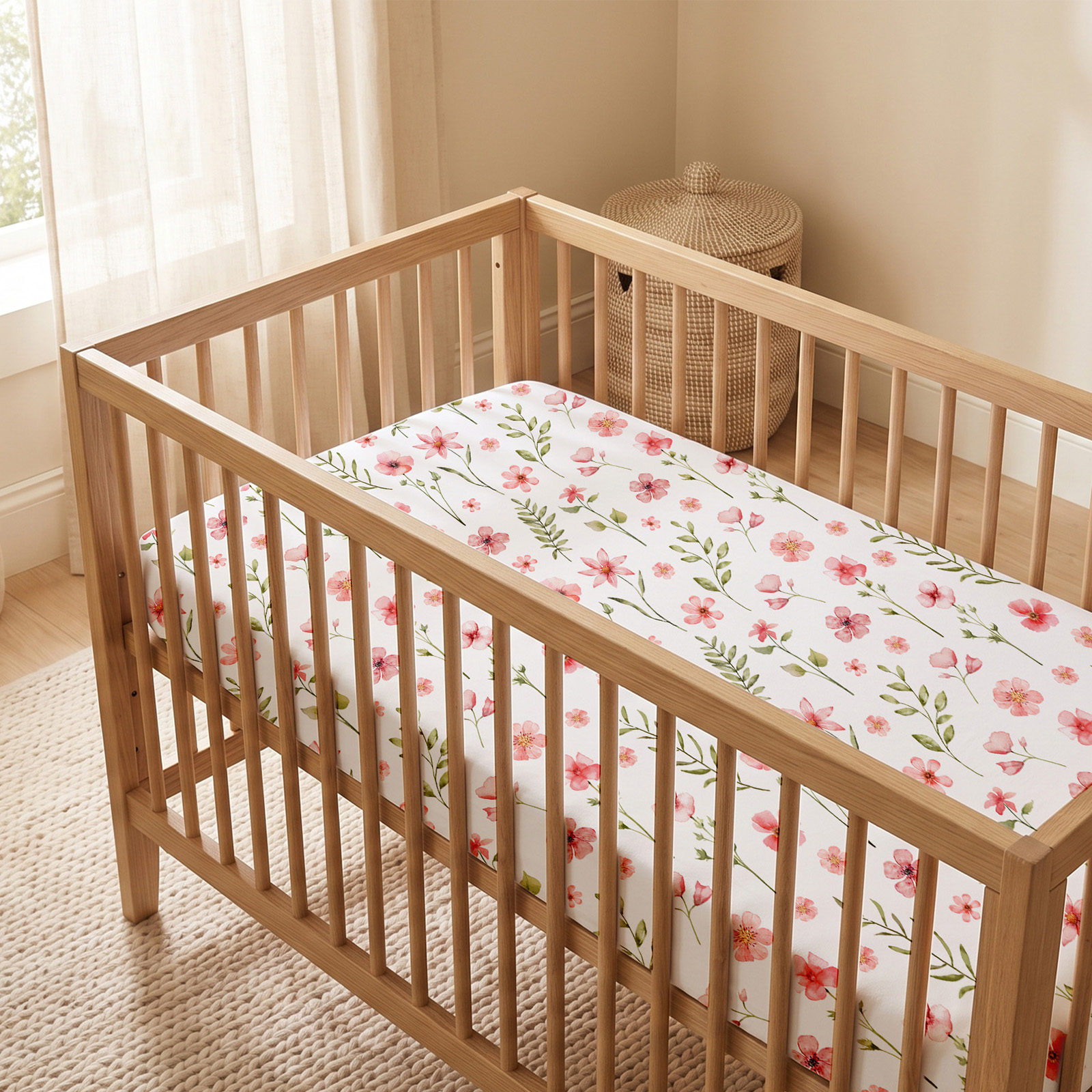 Dainty Blush Meadow | Soft Microfiber Baby Crib Sheets 3 Pack